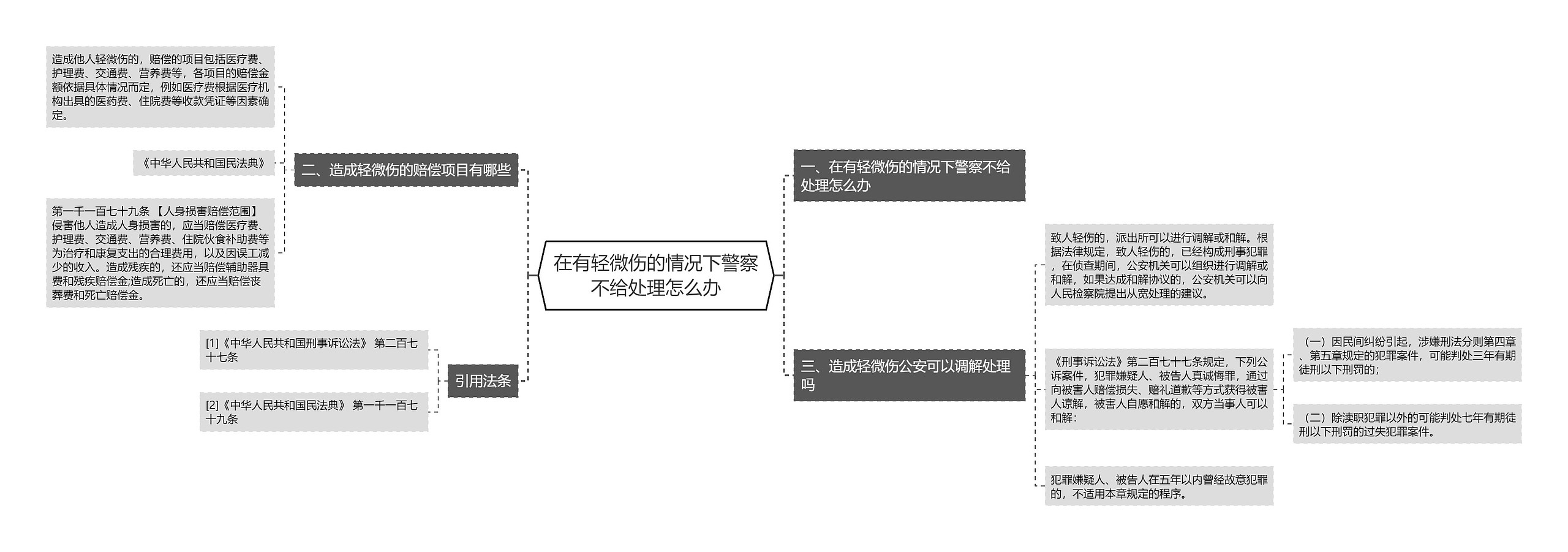 在有轻微伤的情况下警察不给处理怎么办思维导图