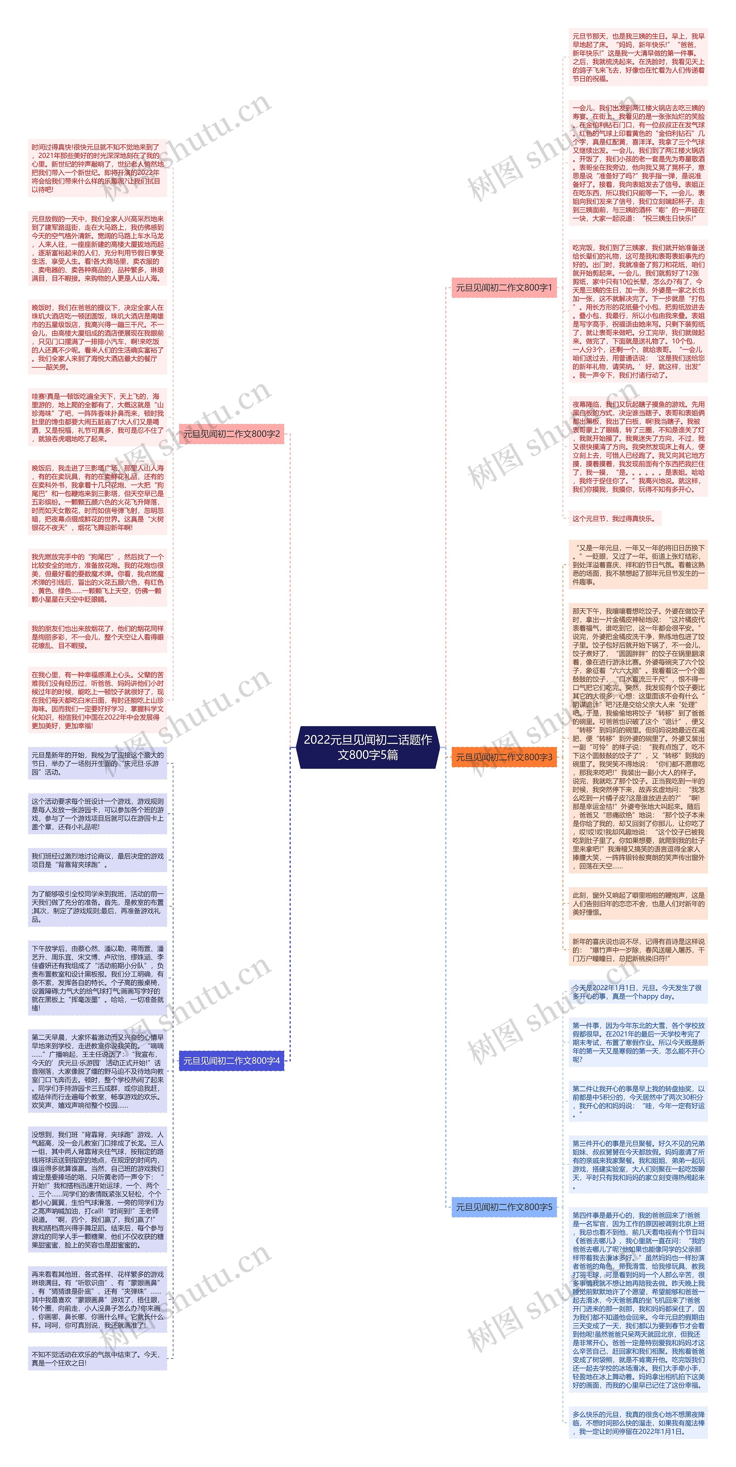 2022元旦见闻初二话题作文800字5篇思维导图