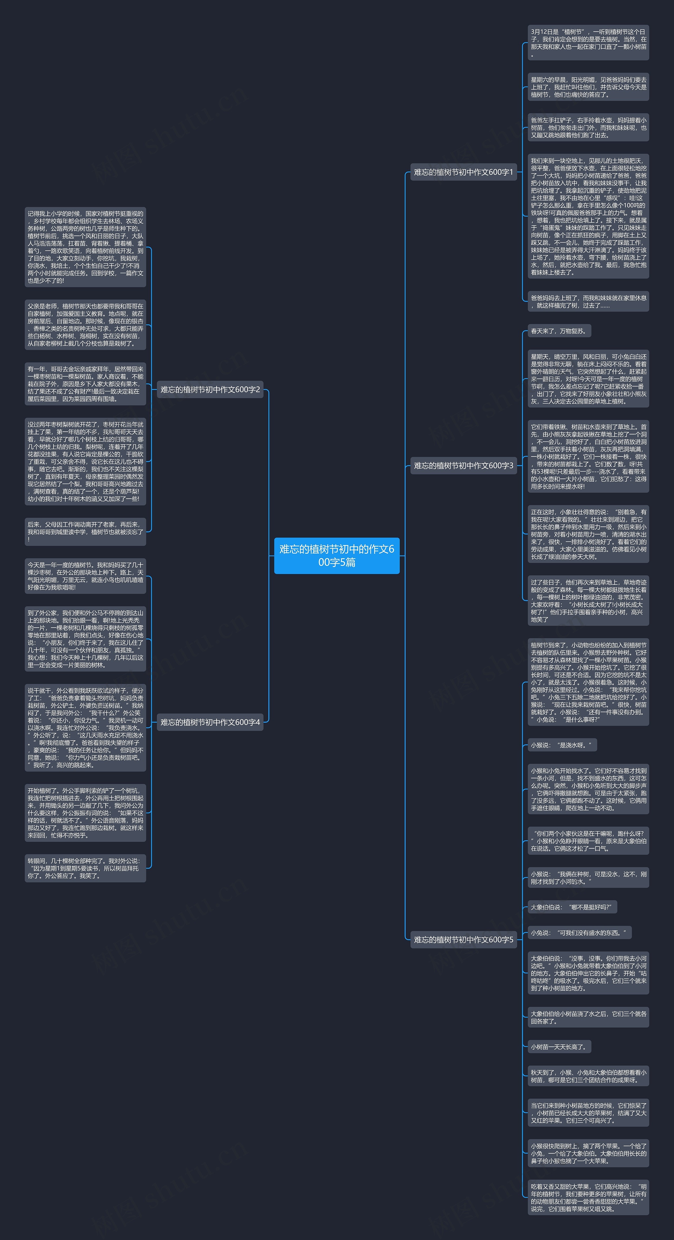 难忘的植树节初中的作文600字5篇思维导图