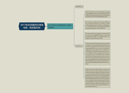 2017年6月四级作文常用句型：热点范文(8)