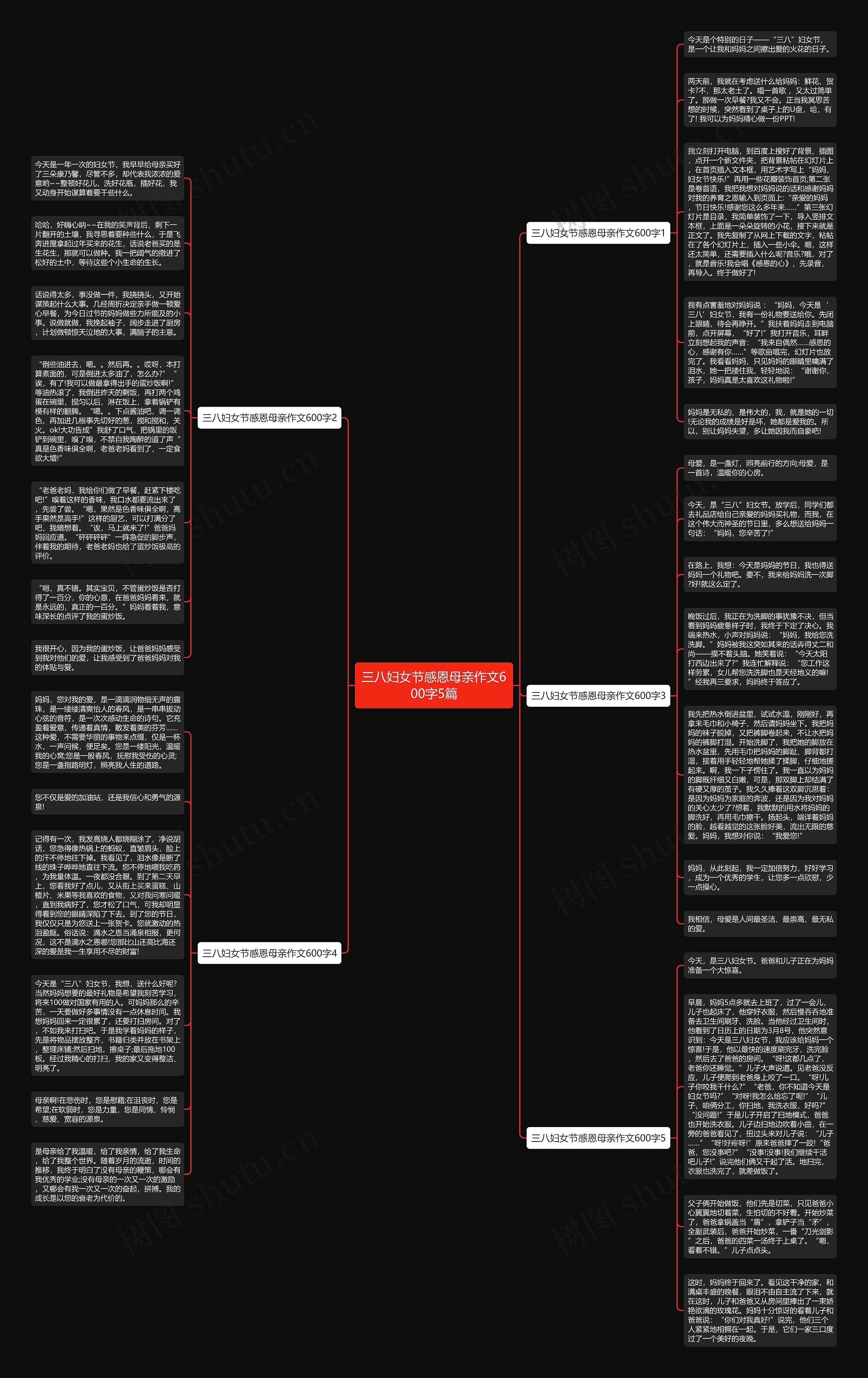 三八妇女节感恩母亲作文600字5篇思维导图