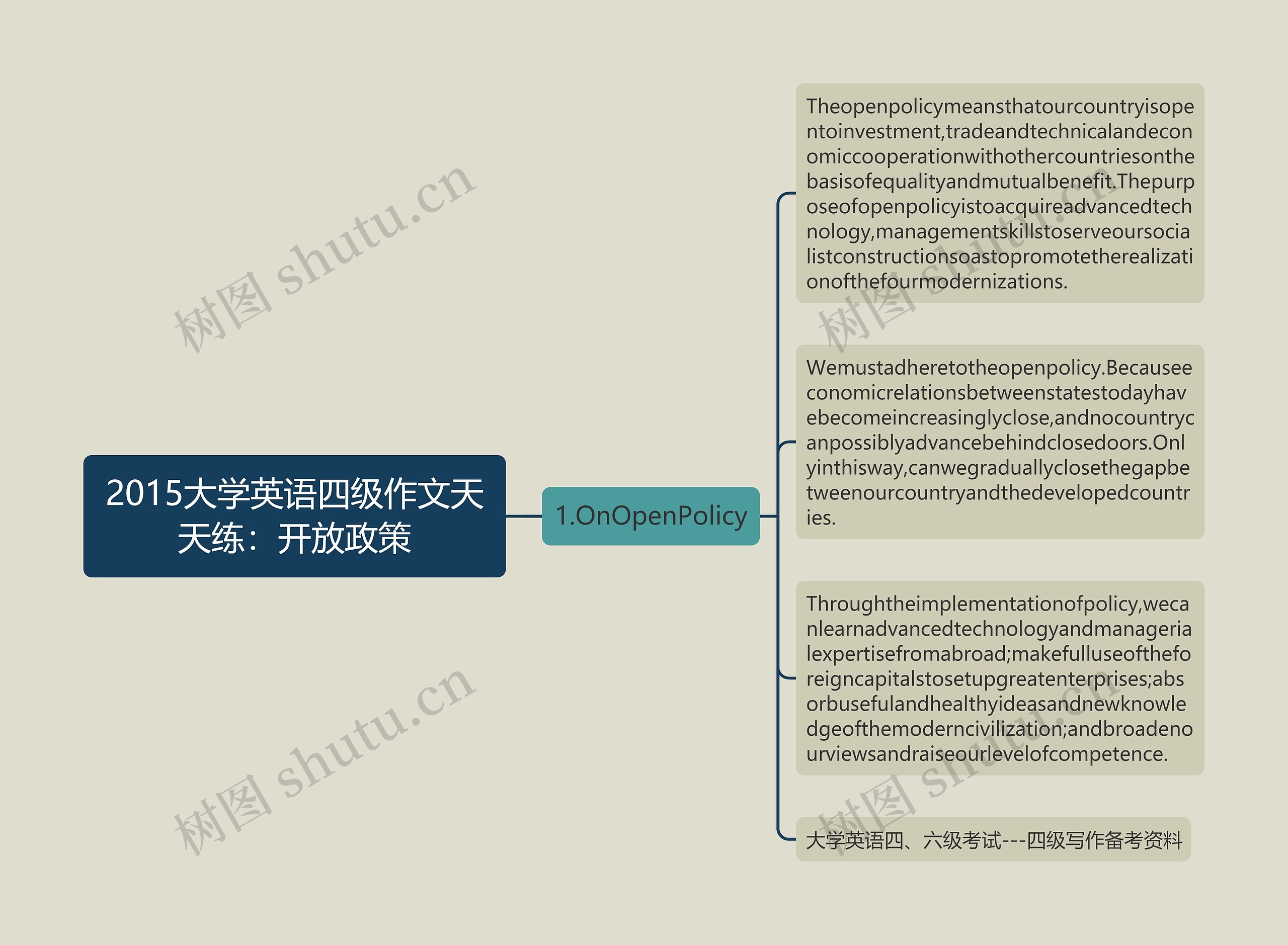 2015大学英语四级作文天天练：开放政策思维导图