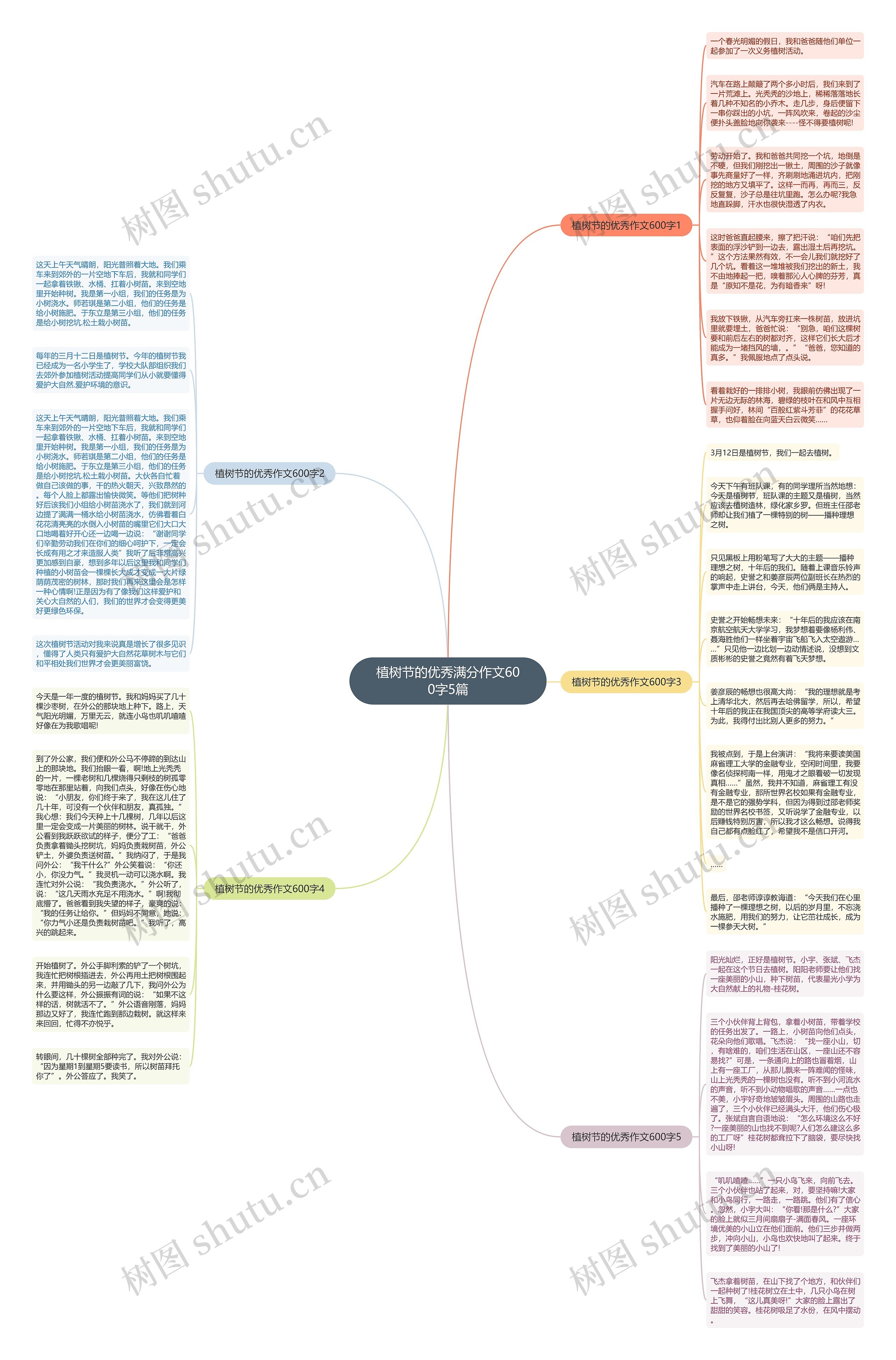 植树节的优秀满分作文600字5篇思维导图