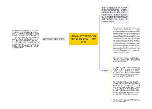 2017年6月大学英语四级考试翻译模拟练习：家中度假