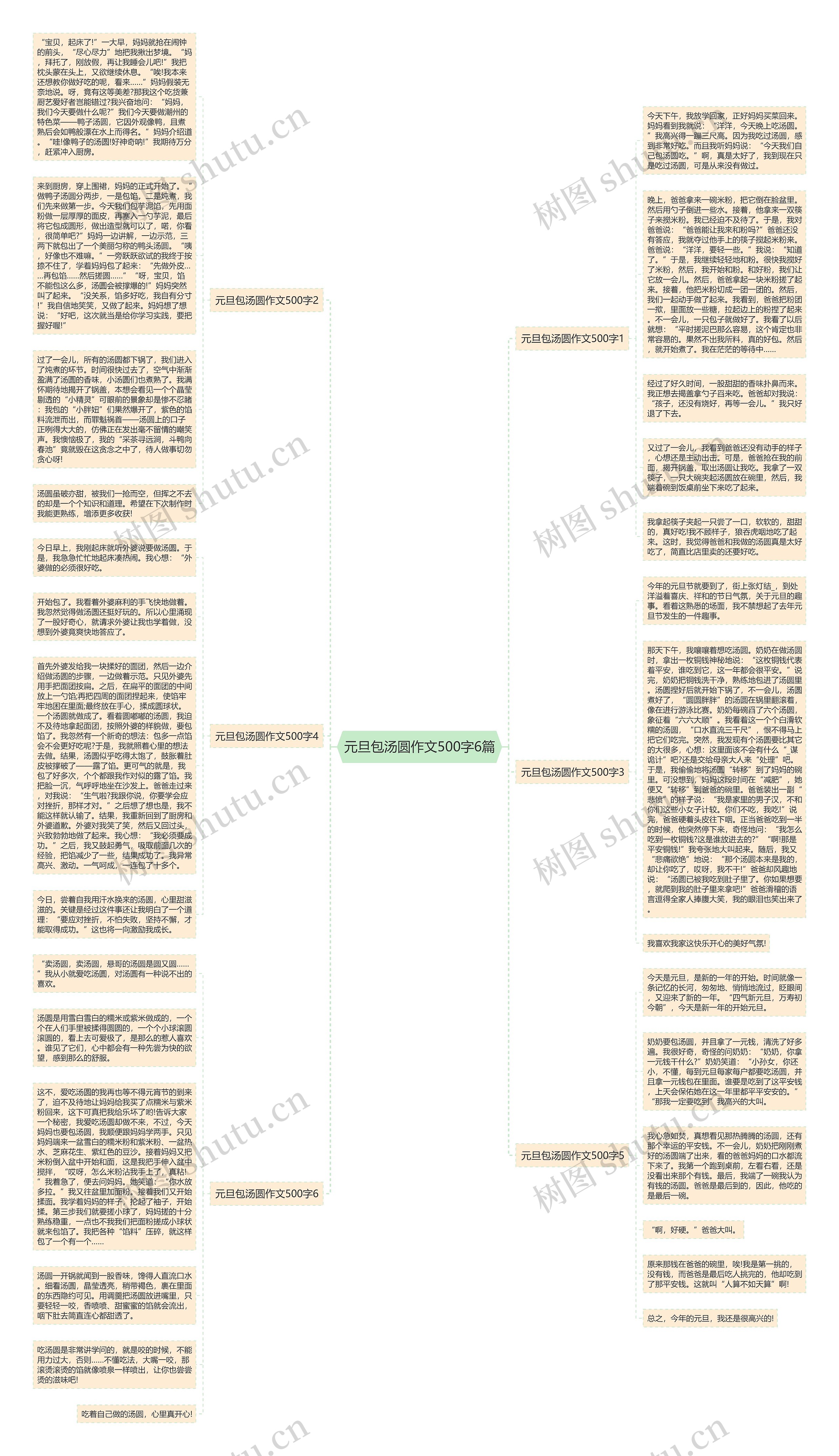 元旦包汤圆作文500字6篇思维导图