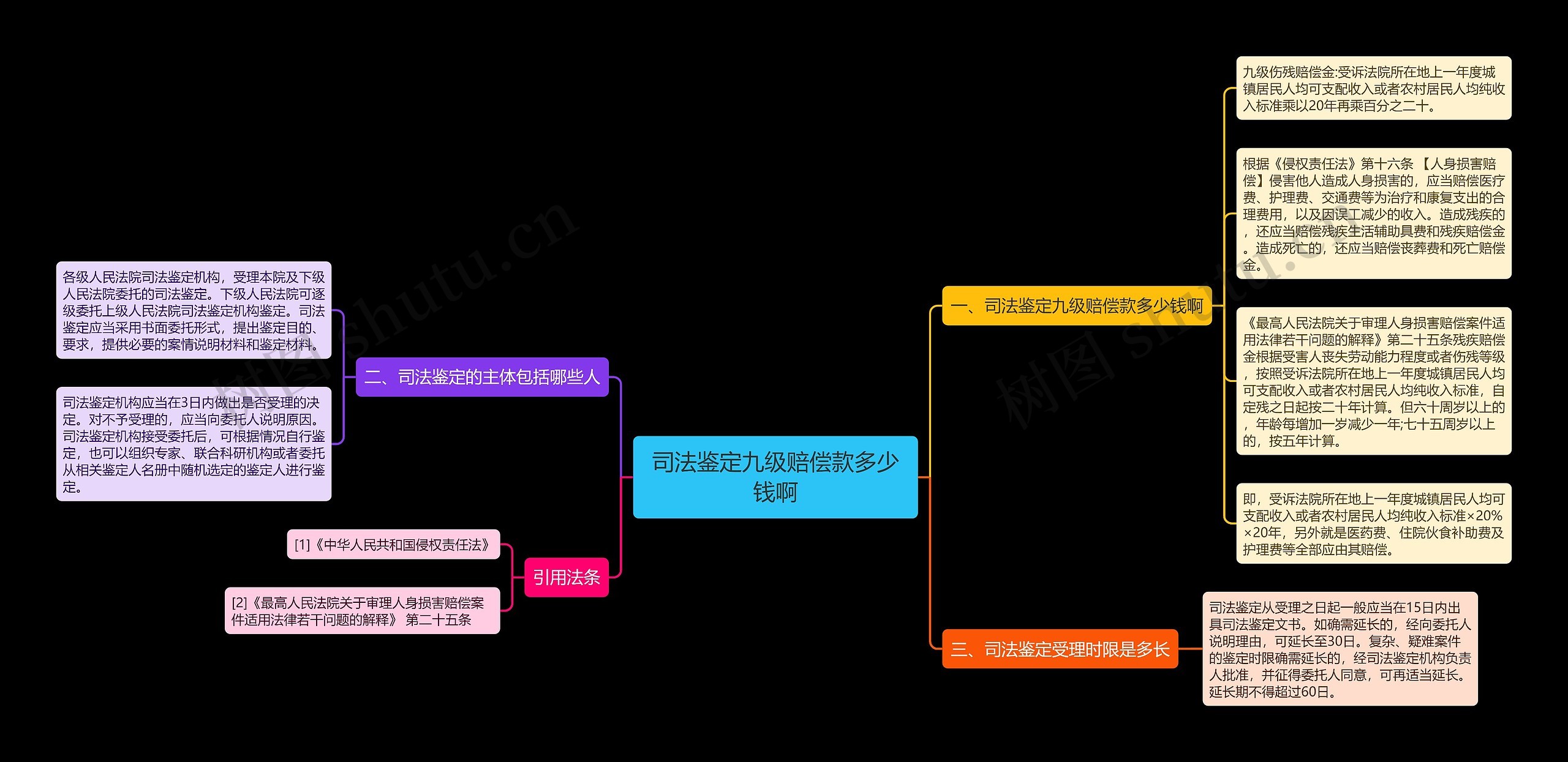 司法鉴定九级赔偿款多少钱啊思维导图