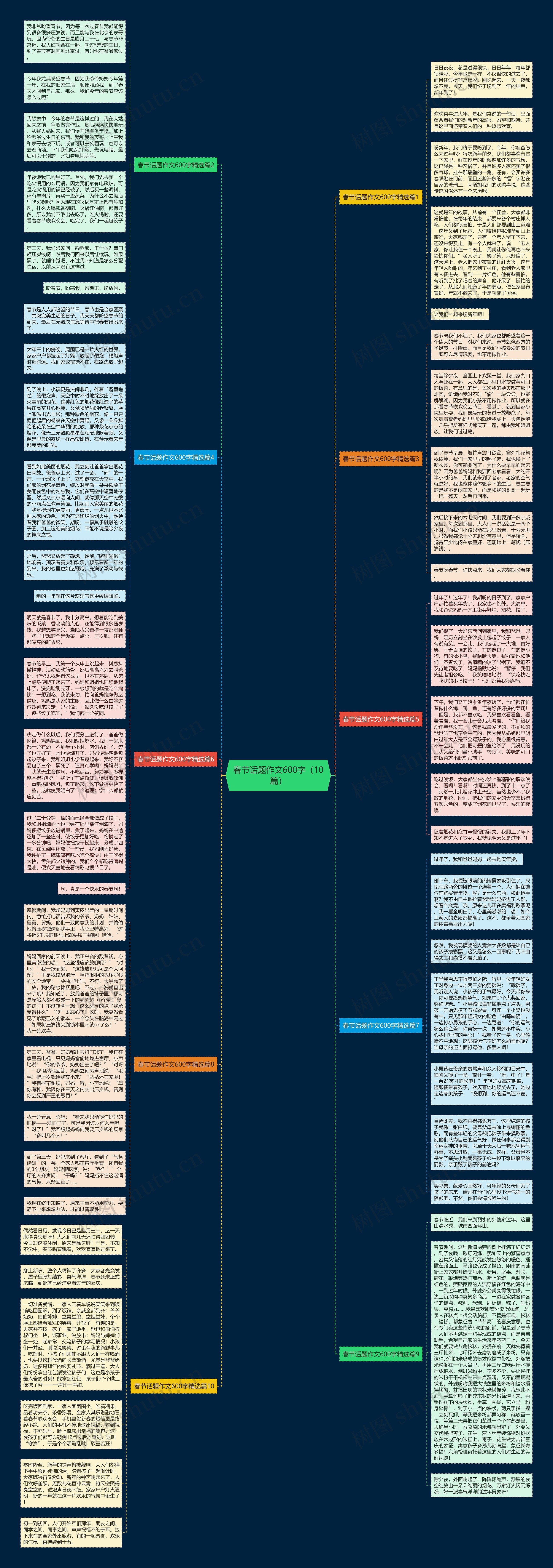 春节话题作文600字（10篇）思维导图