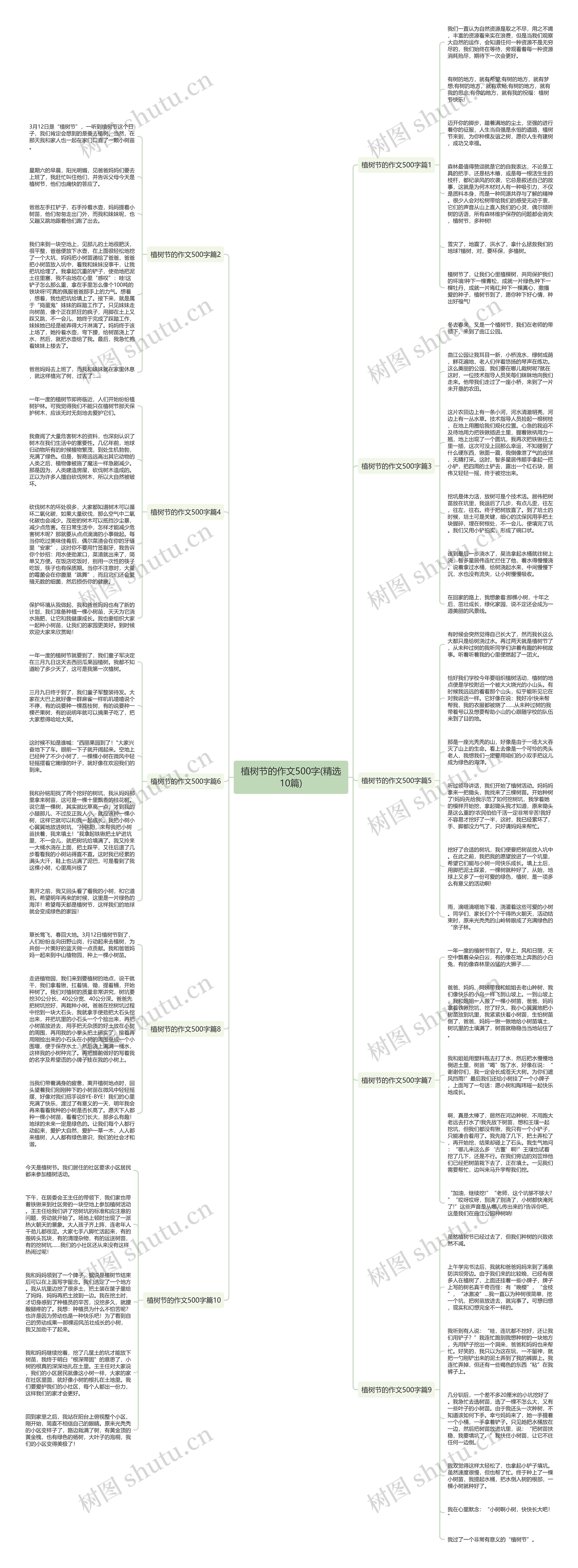 植树节的作文500字(精选10篇)思维导图