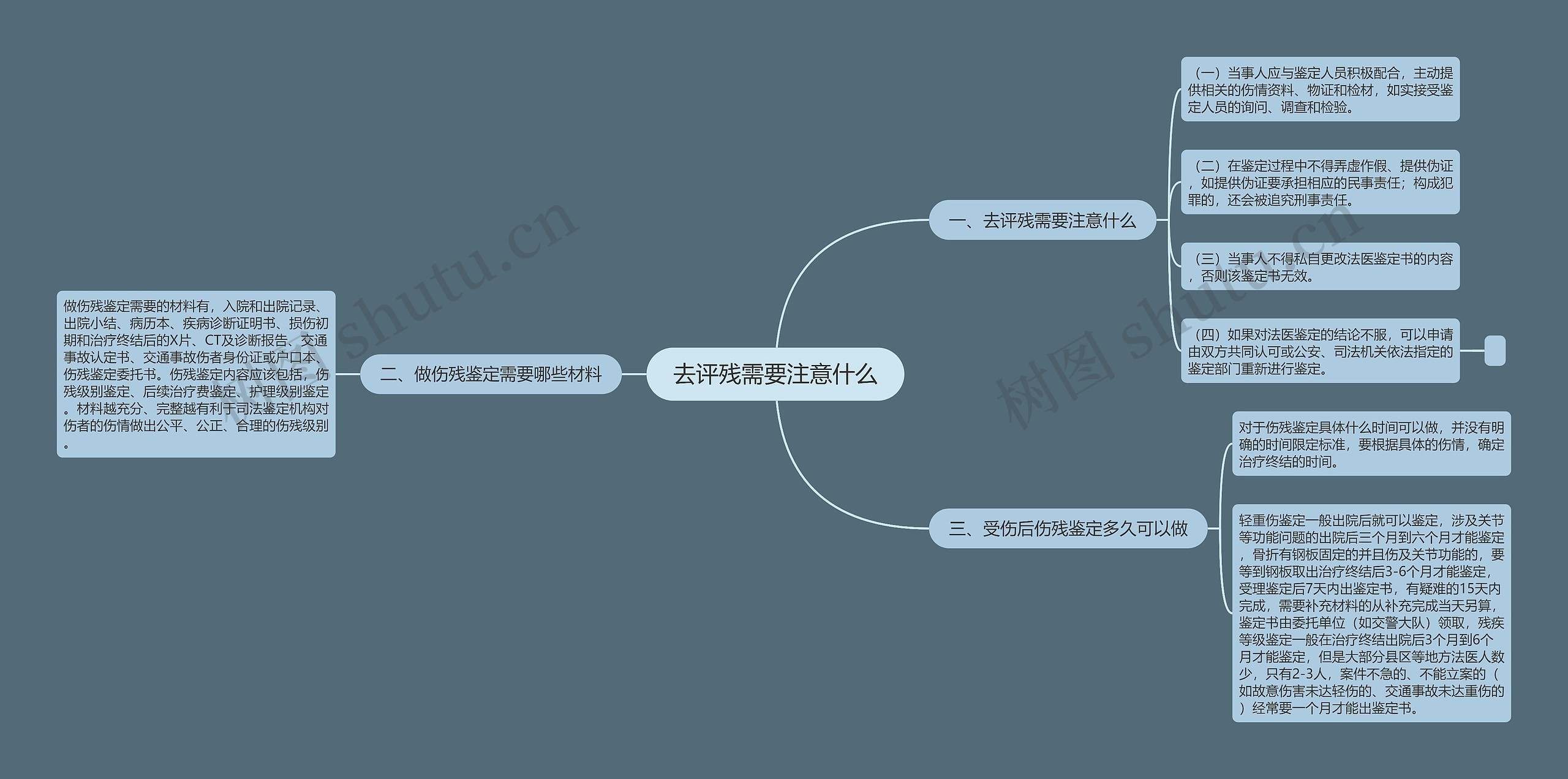 去评残需要注意什么思维导图