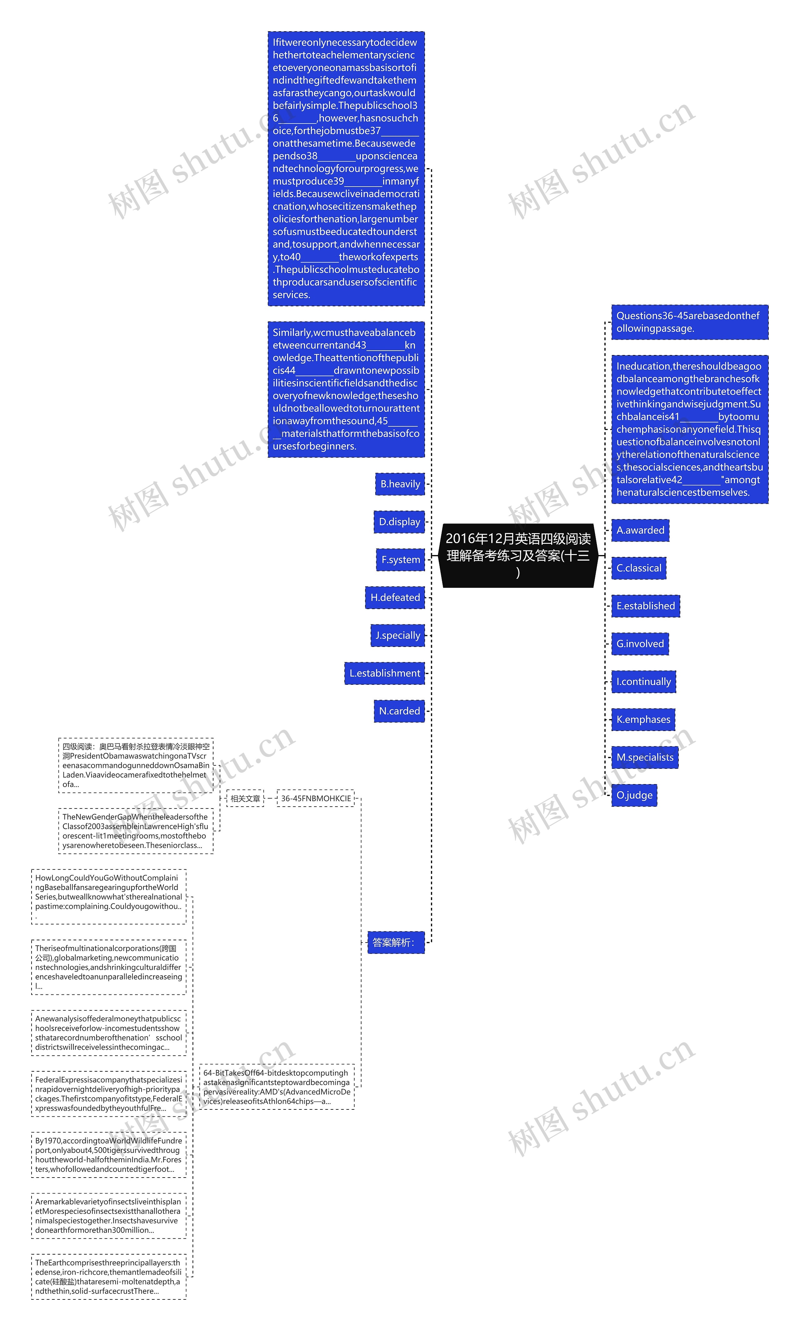 2016年12月英语四级阅读理解备考练习及答案(十三)思维导图