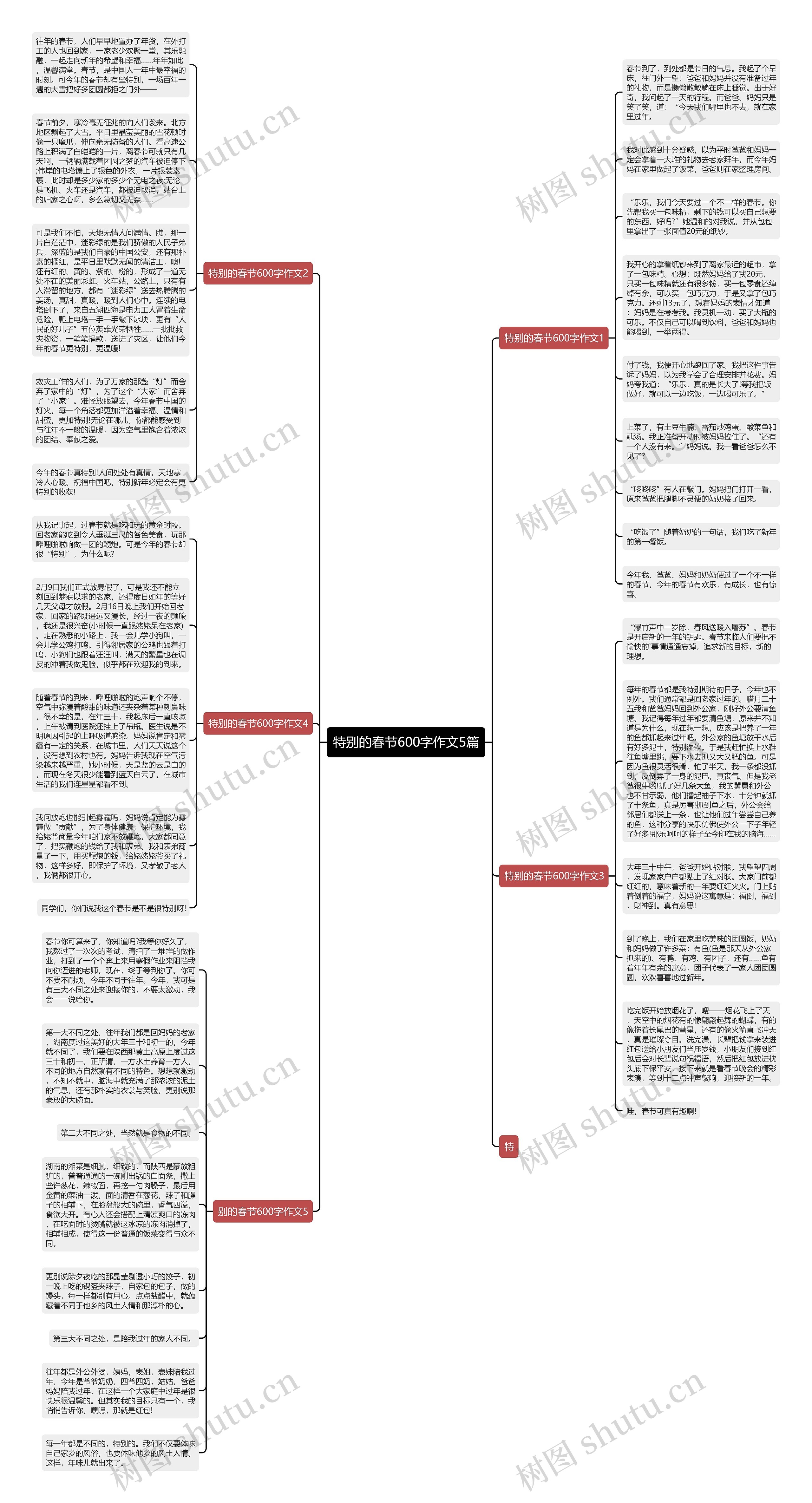 特别的春节600字作文5篇思维导图