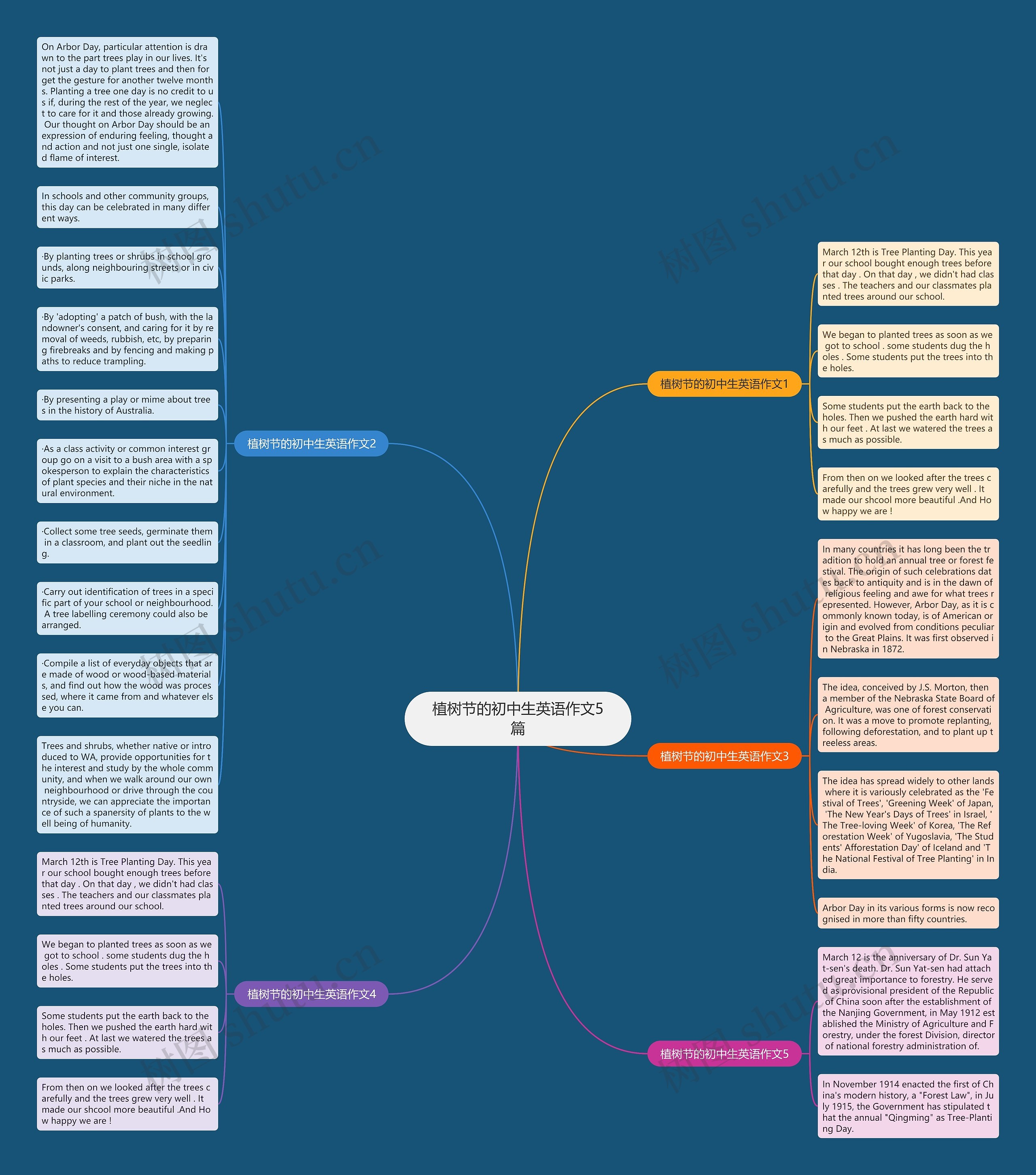 植树节的初中生英语作文5篇思维导图
