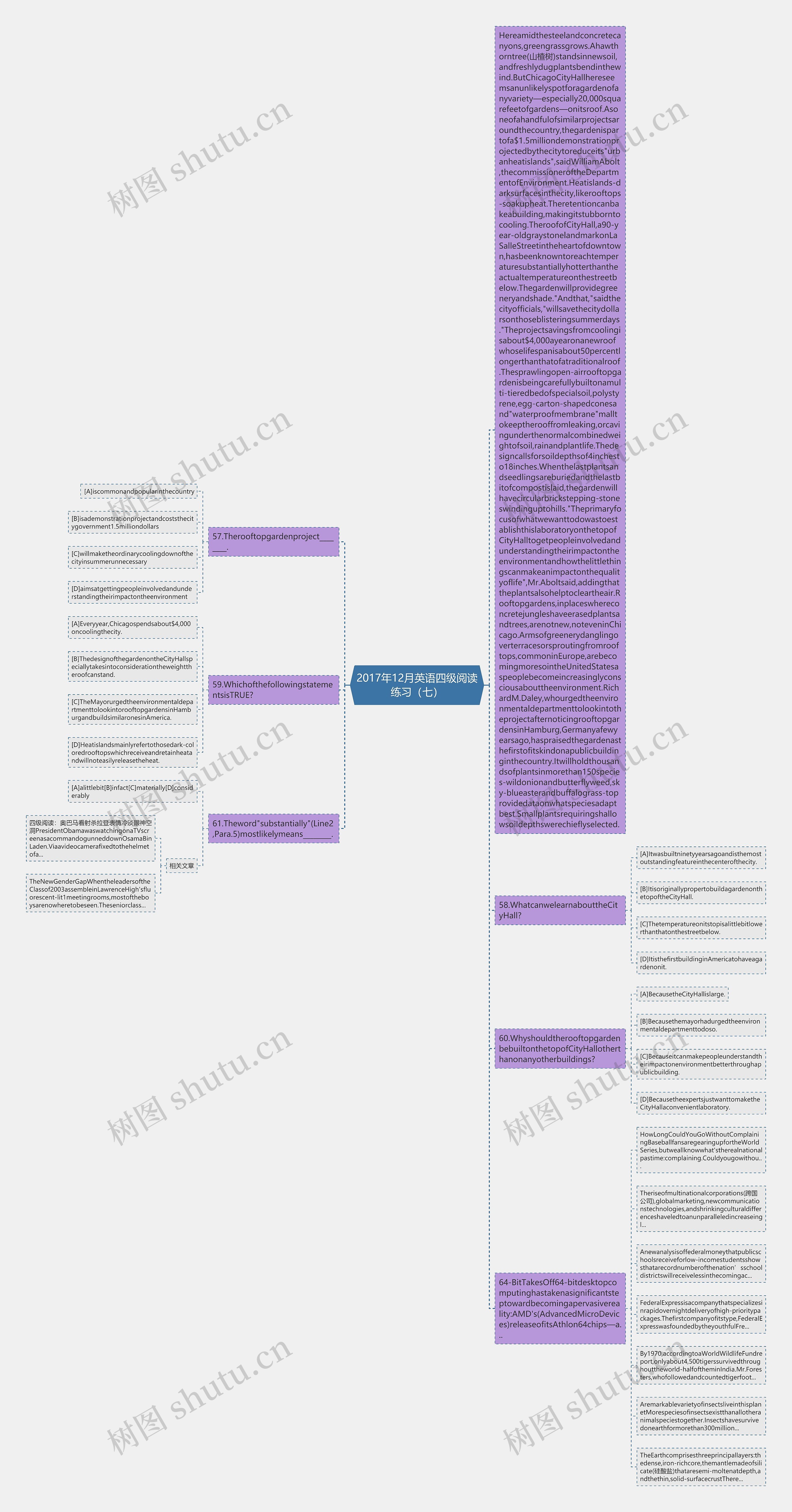2017年12月英语四级阅读练习（七）思维导图