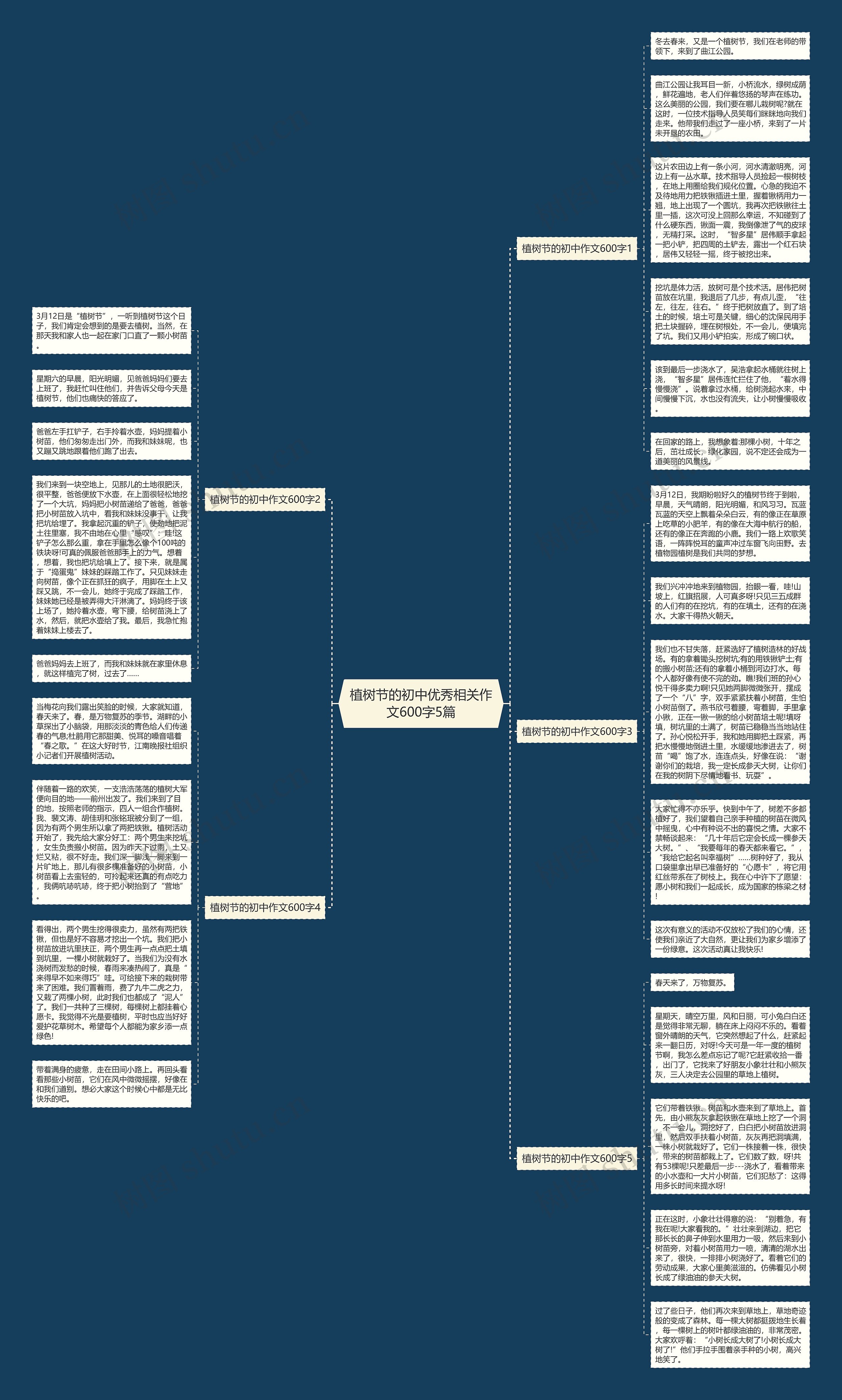 植树节的初中优秀相关作文600字5篇思维导图