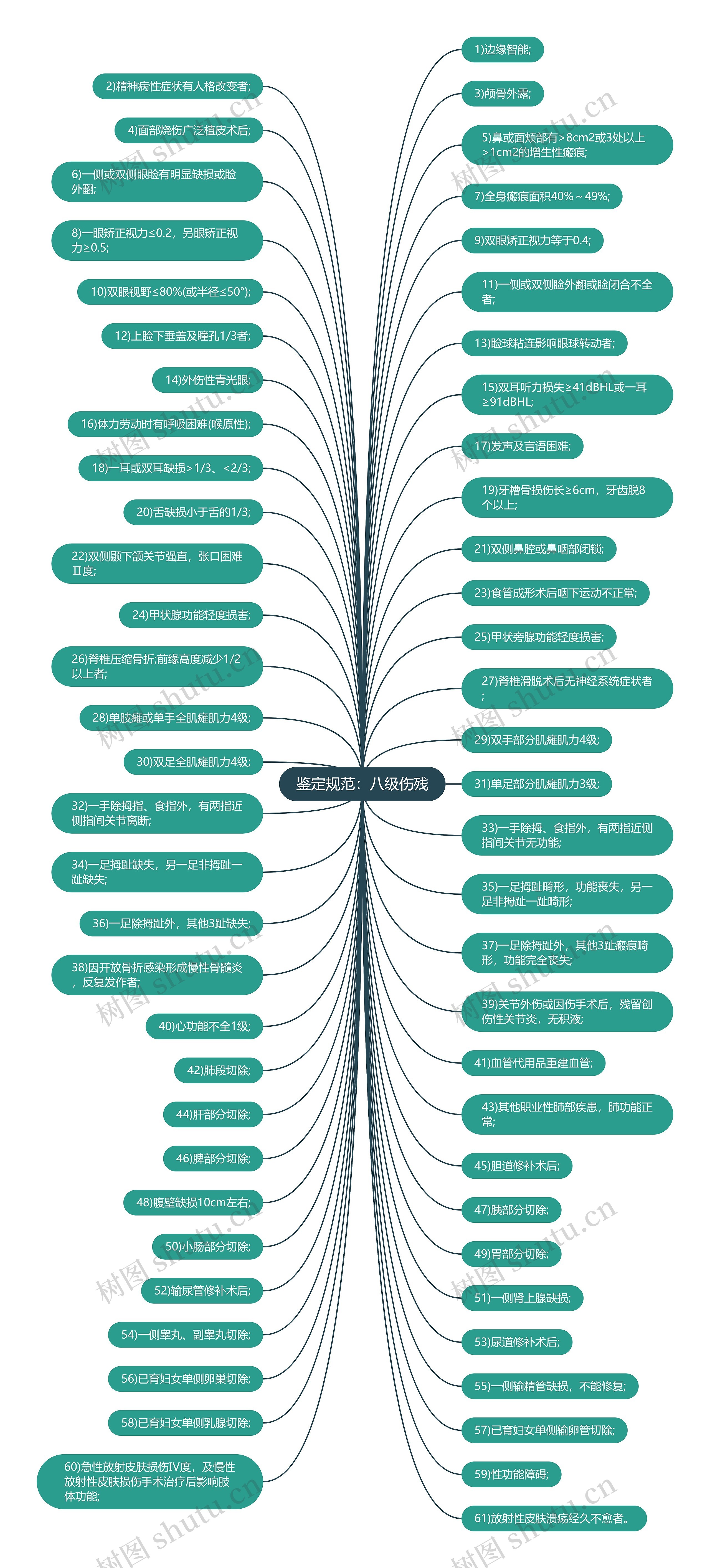 鉴定规范：八级伤残思维导图