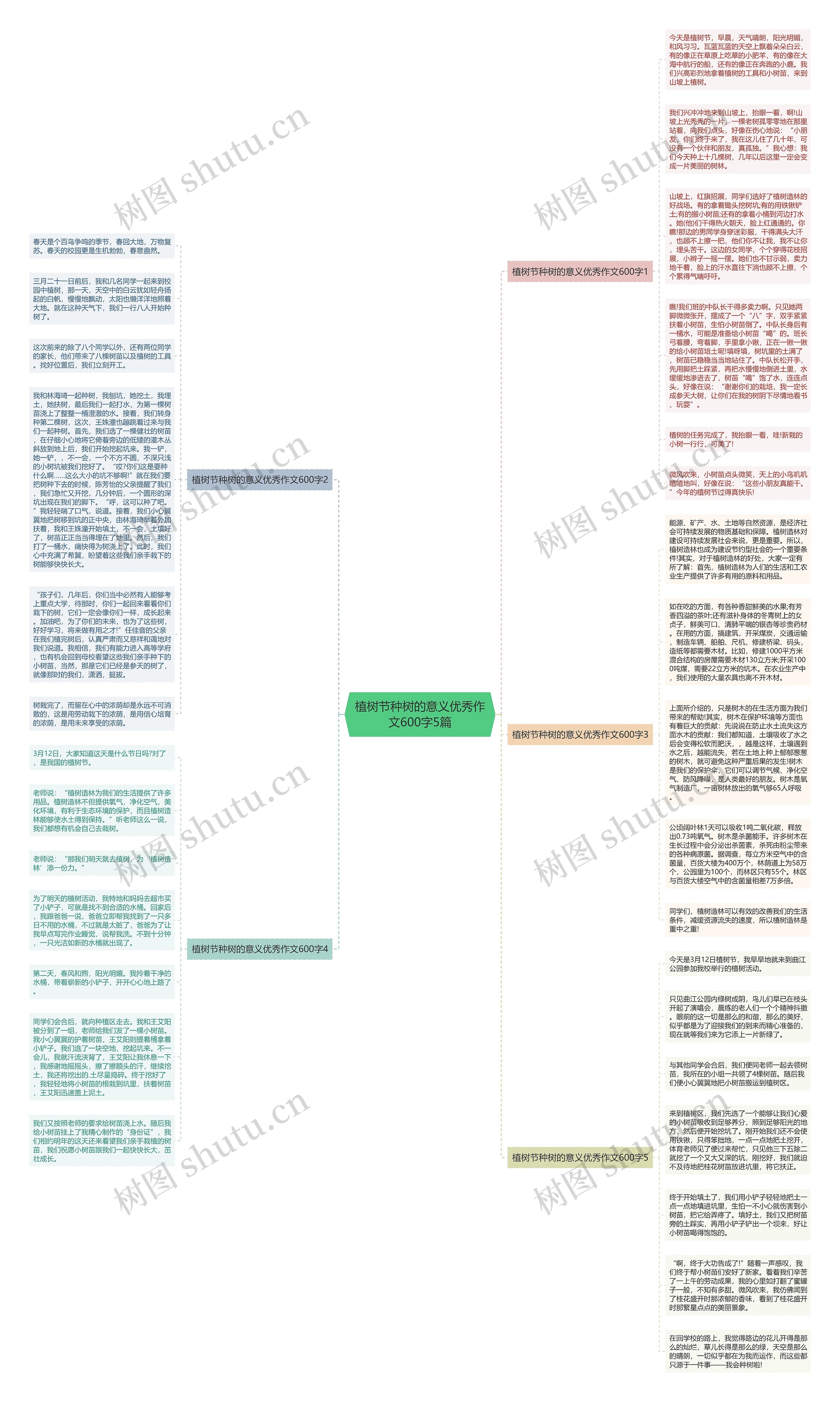 植树节种树的意义优秀作文600字5篇思维导图
