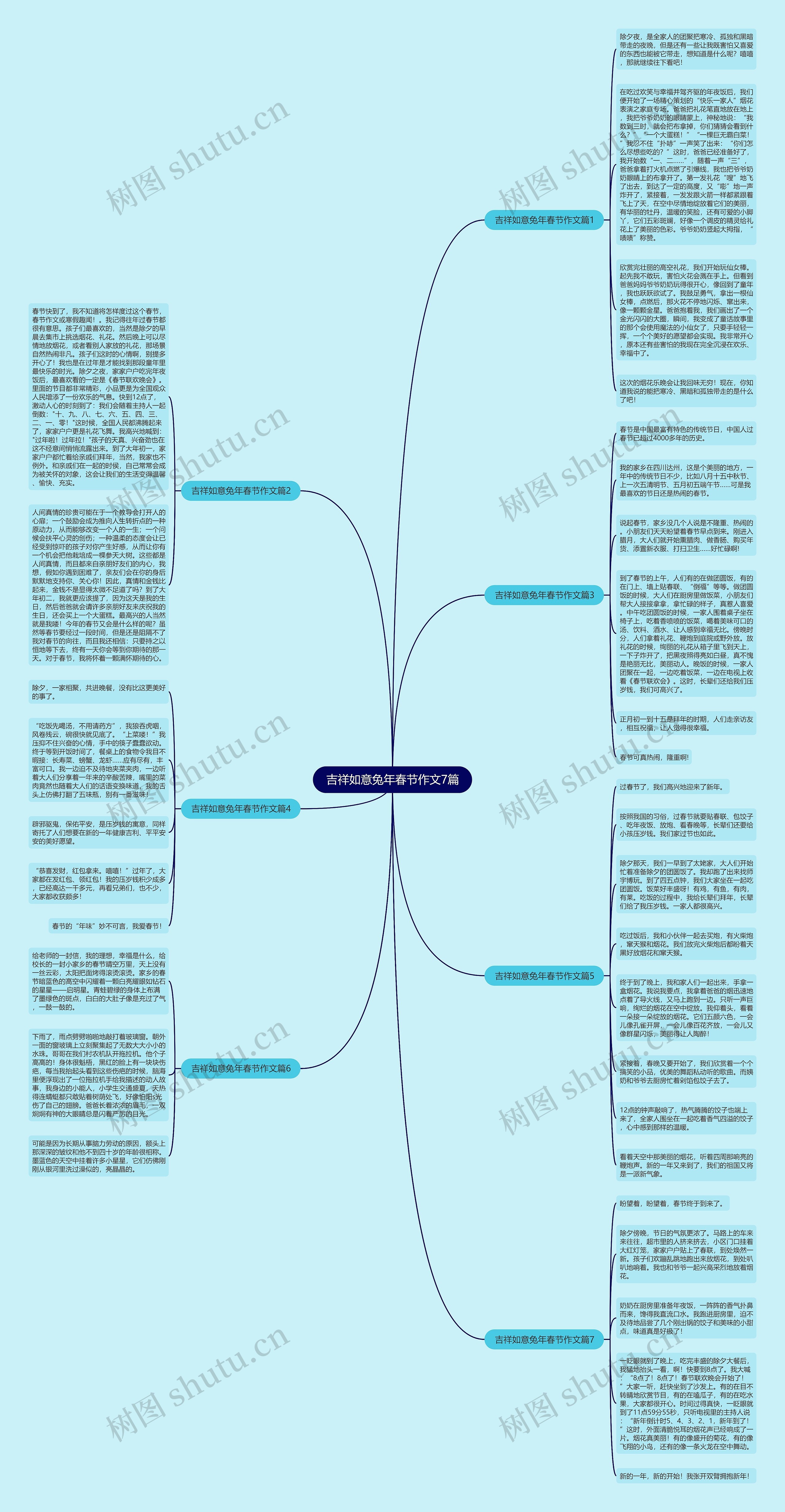 吉祥如意兔年春节作文7篇思维导图