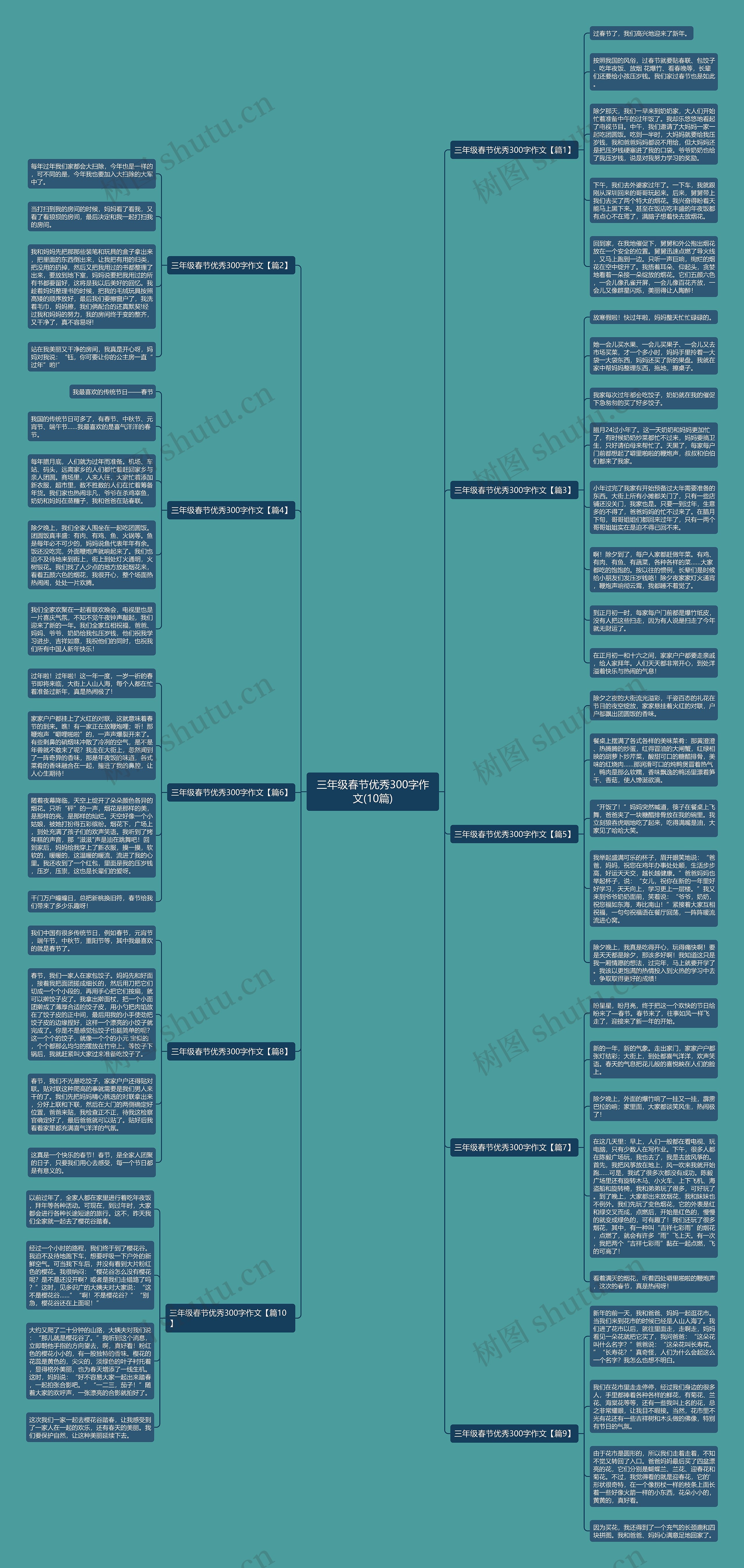 三年级春节优秀300字作文(10篇)思维导图
