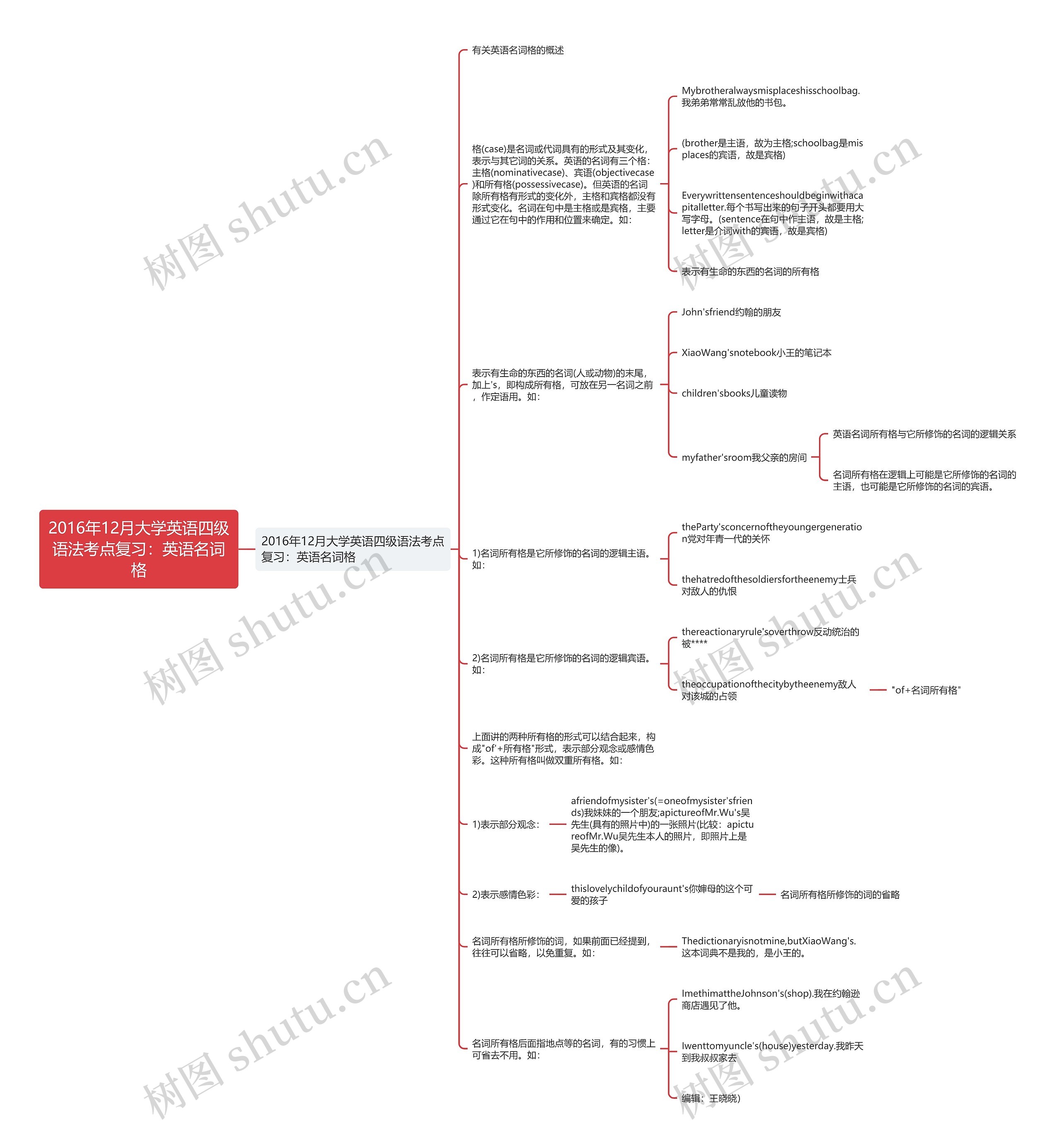 2016年12月大学英语四级语法考点复习：英语名词格