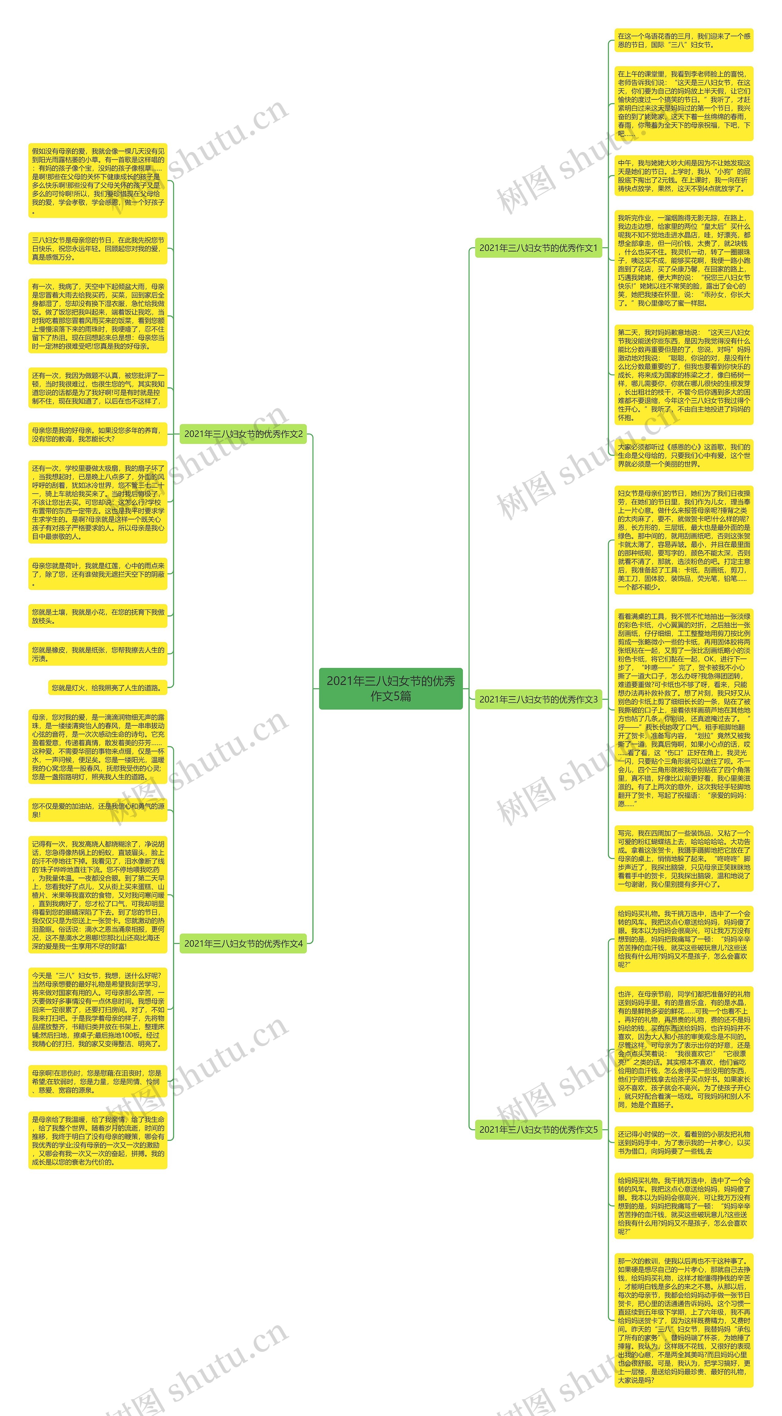 2021年三八妇女节的优秀作文5篇思维导图