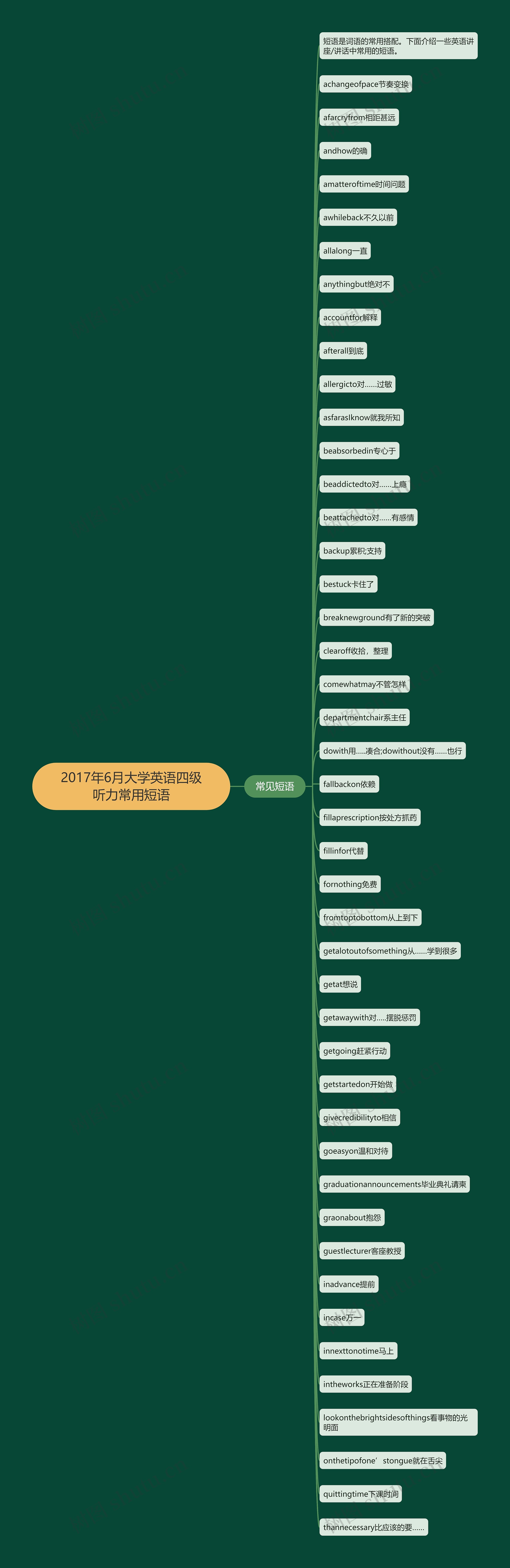 2017年6月大学英语四级听力常用短语