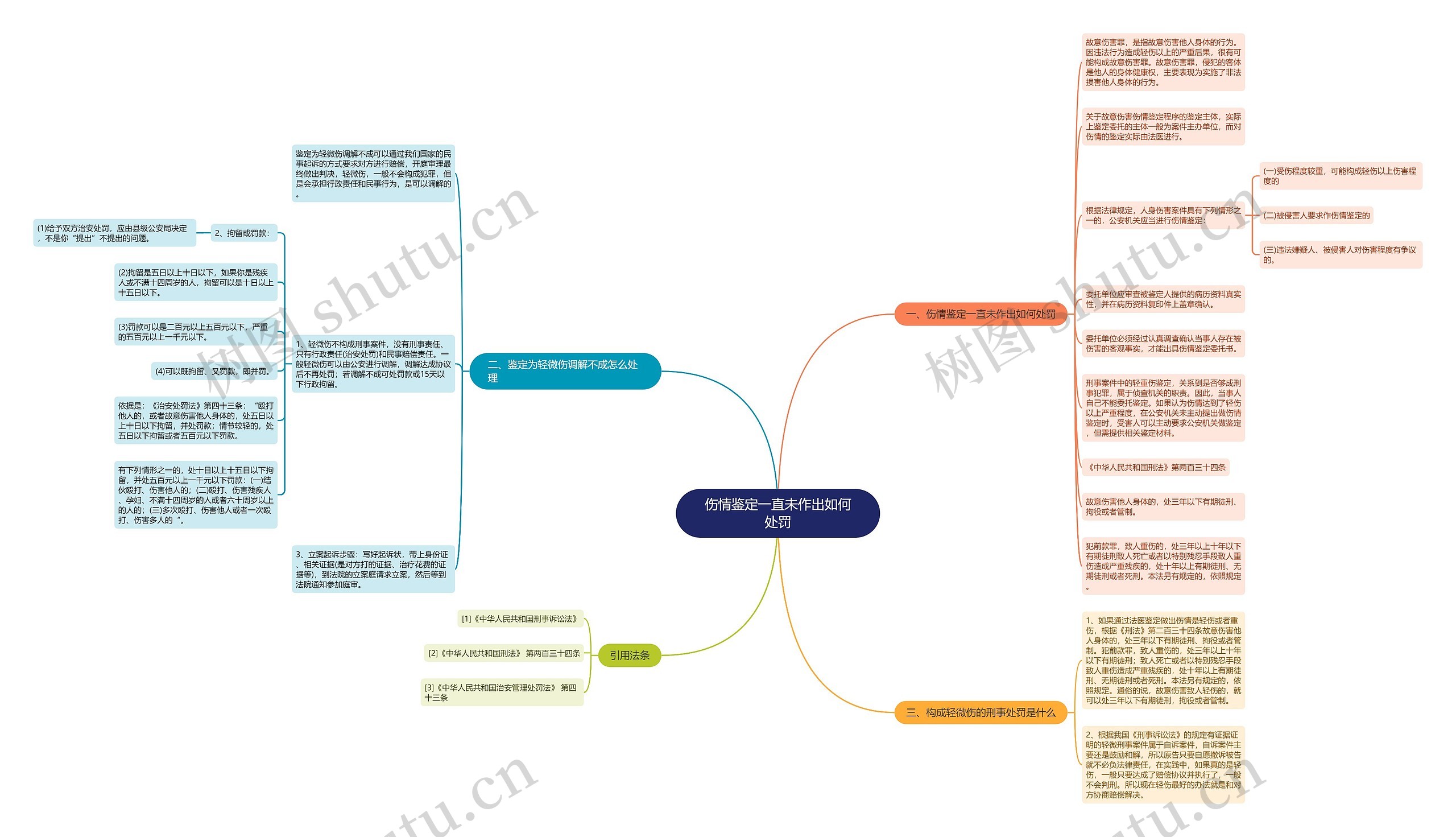 伤情鉴定一直未作出如何处罚思维导图