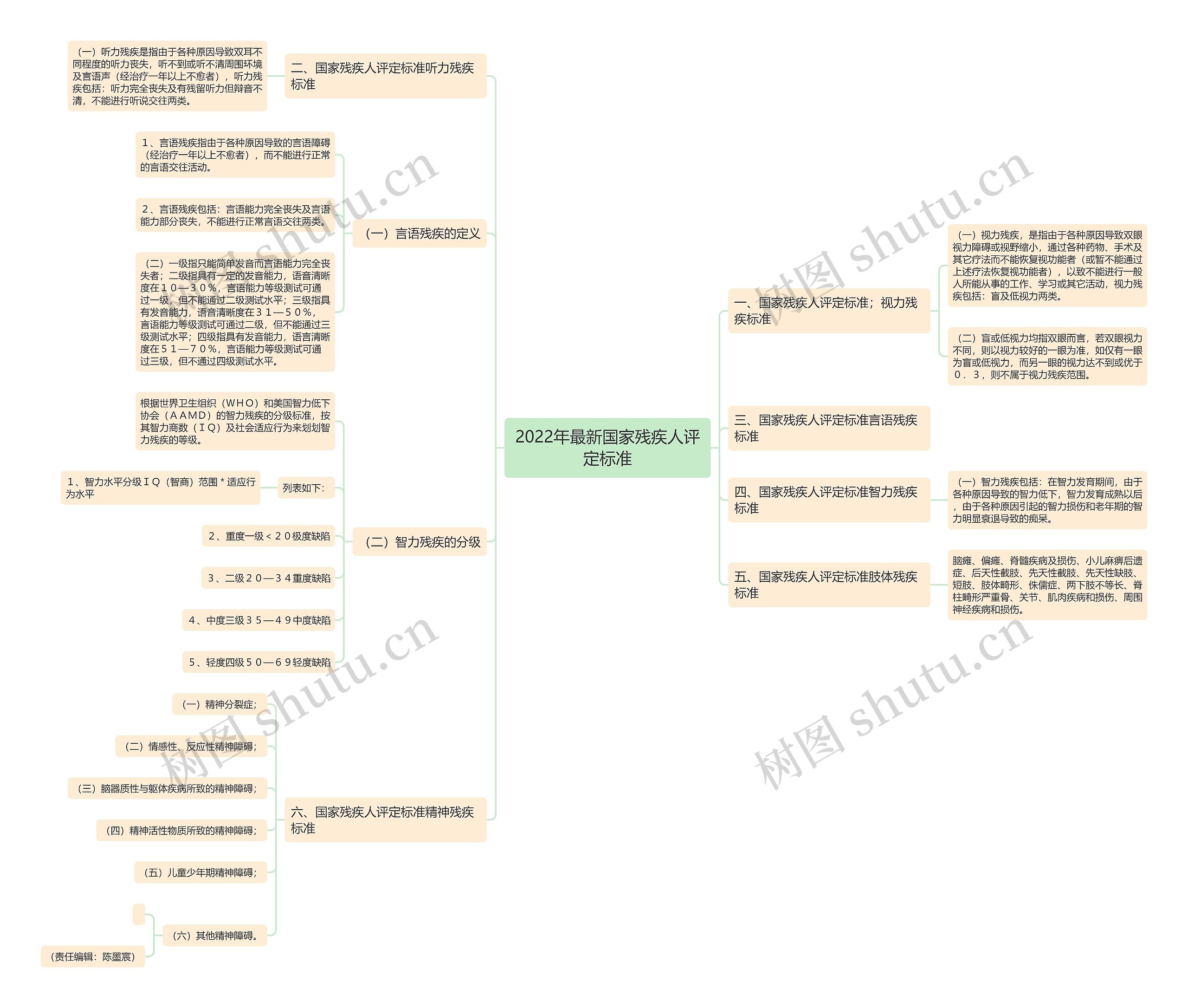 2022年最新国家残疾人评定标准思维导图