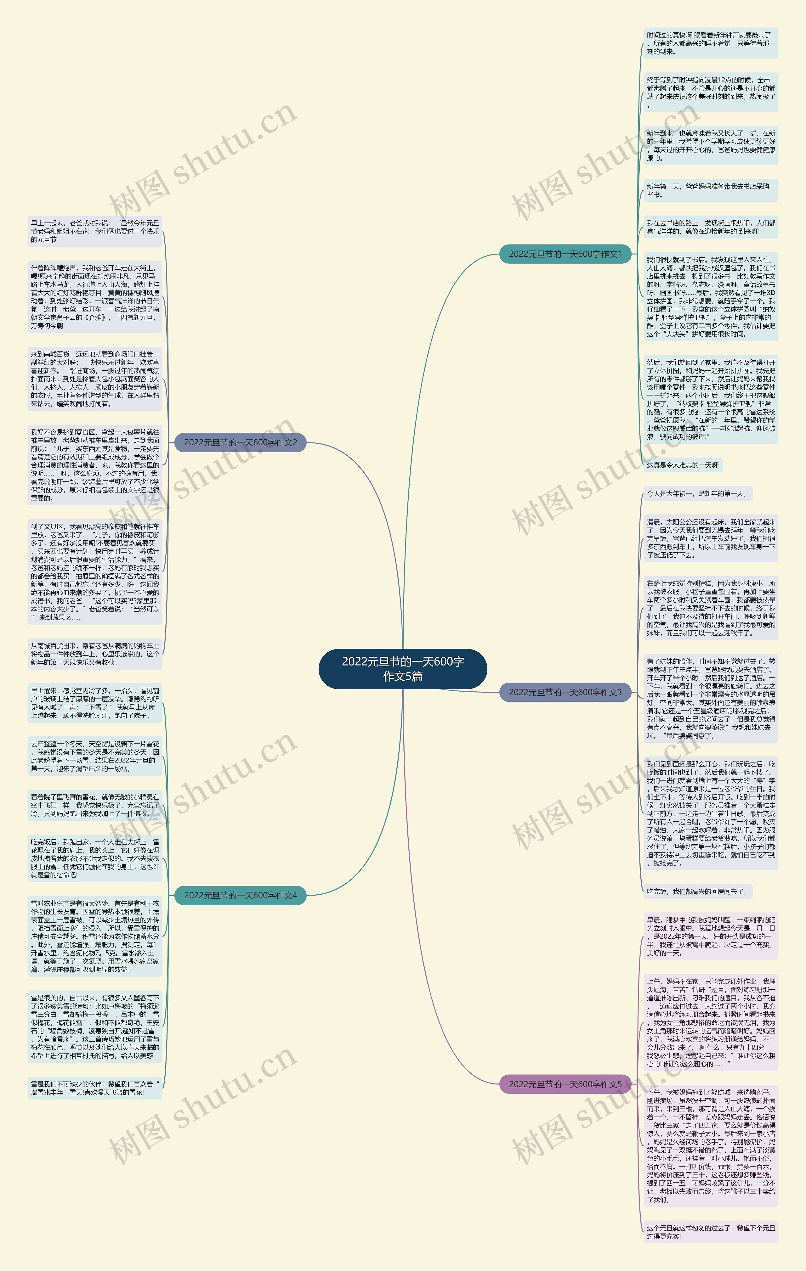 2022元旦节的一天600字作文5篇思维导图