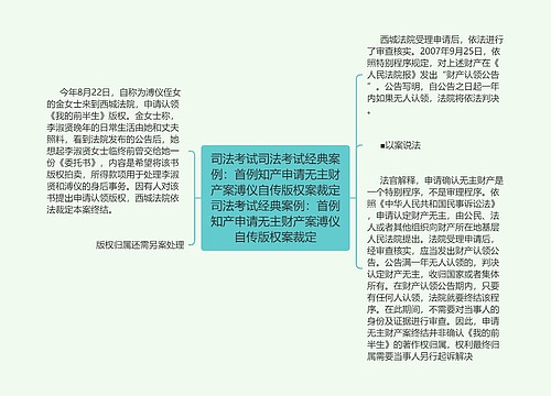 司法考试司法考试经典案例：首例知产申请无主财产案溥仪自传版权案裁定司法考试经典案例：首例知产申请无主财产案溥仪自传版权案裁定