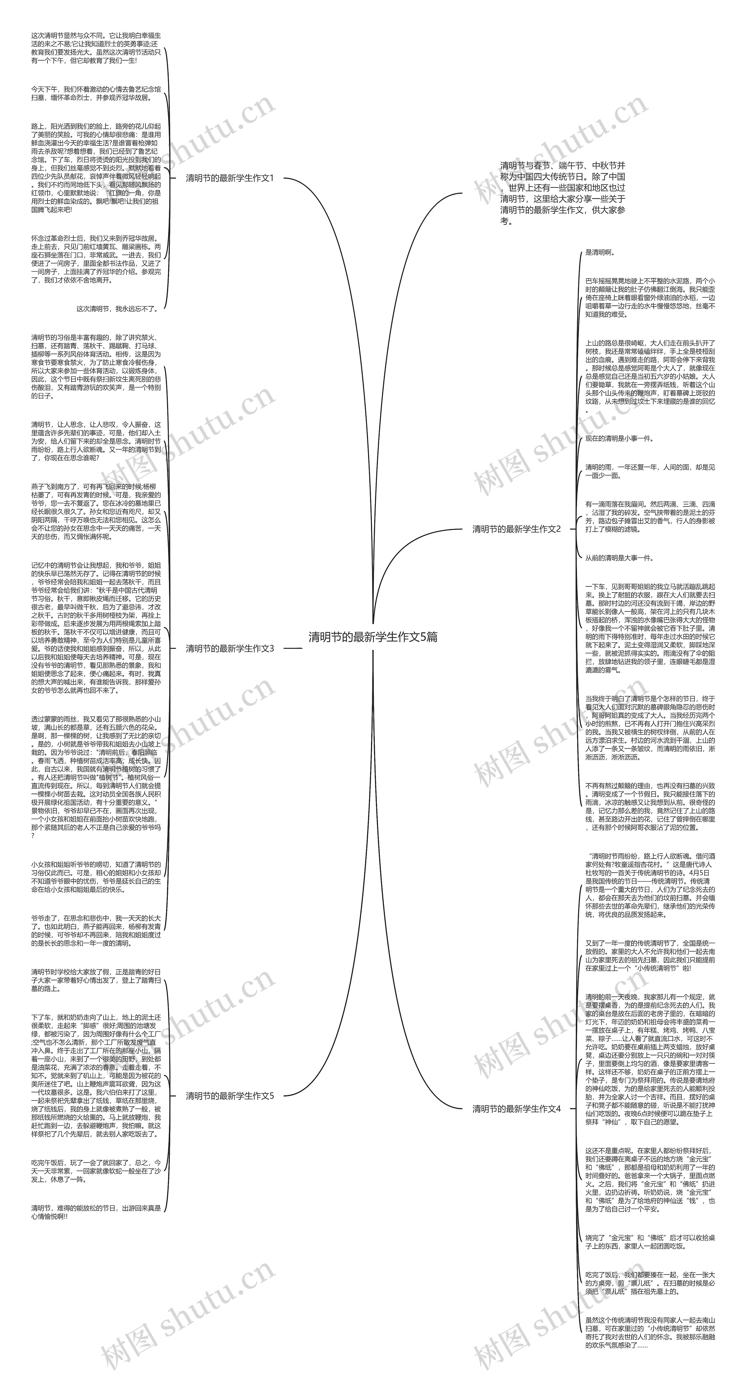 清明节的最新学生作文5篇思维导图