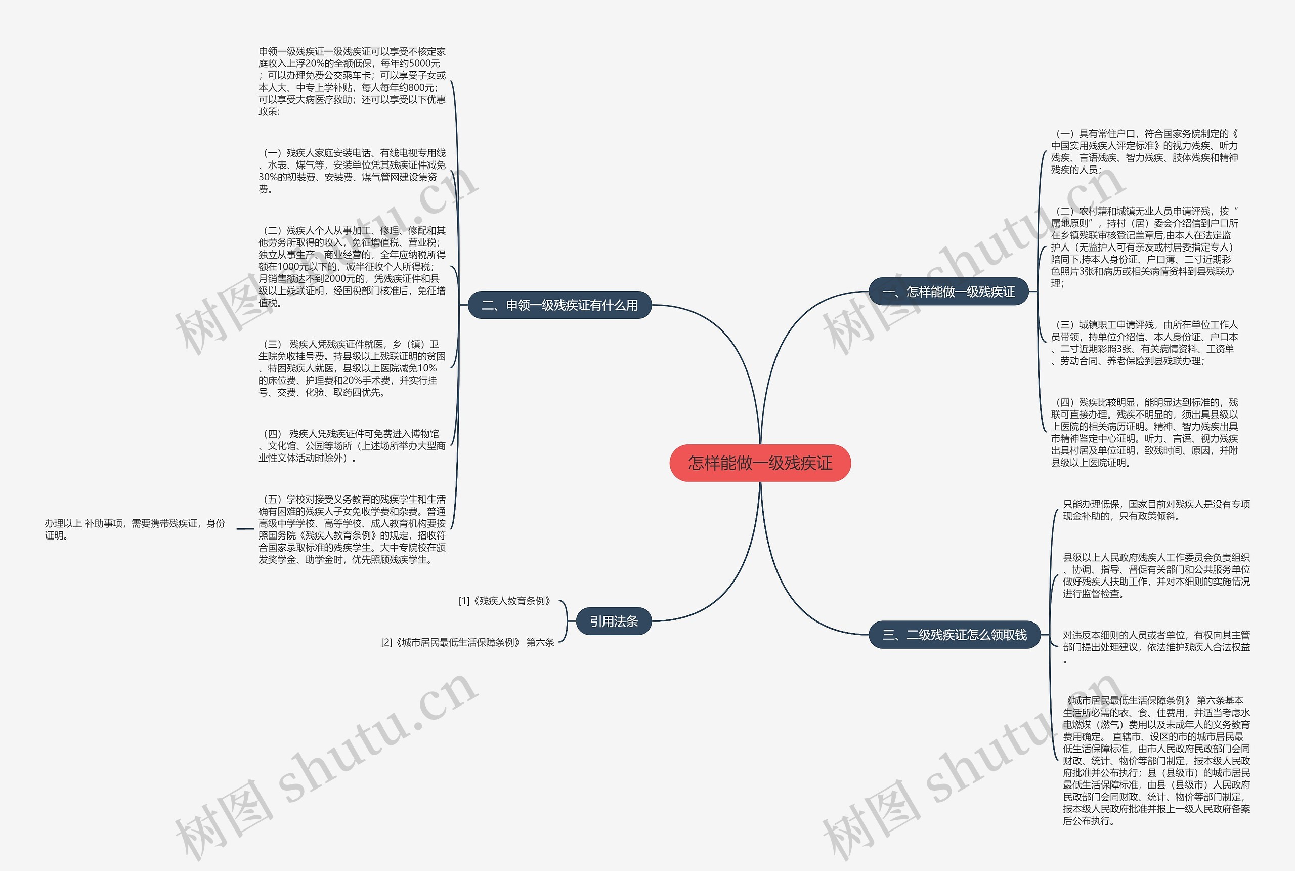 怎样能做一级残疾证思维导图