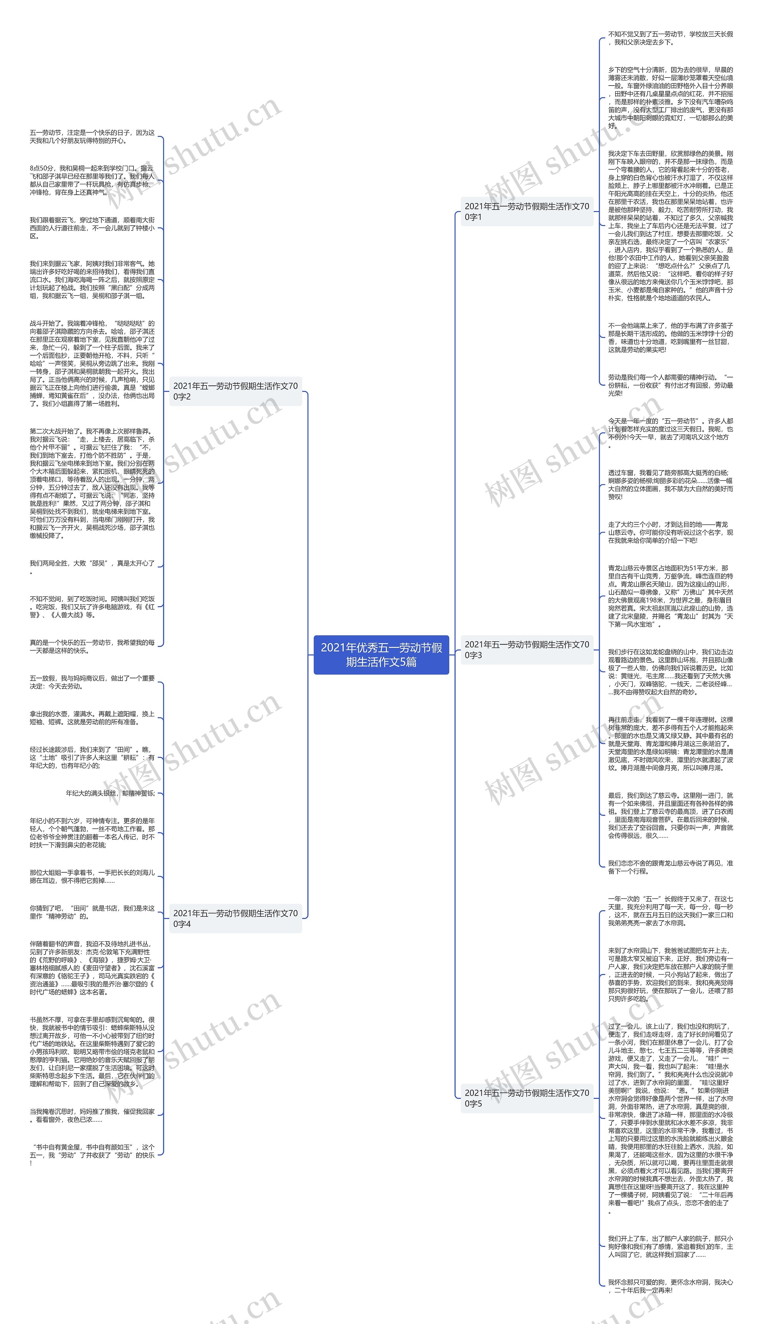 2021年优秀五一劳动节假期生活作文5篇思维导图