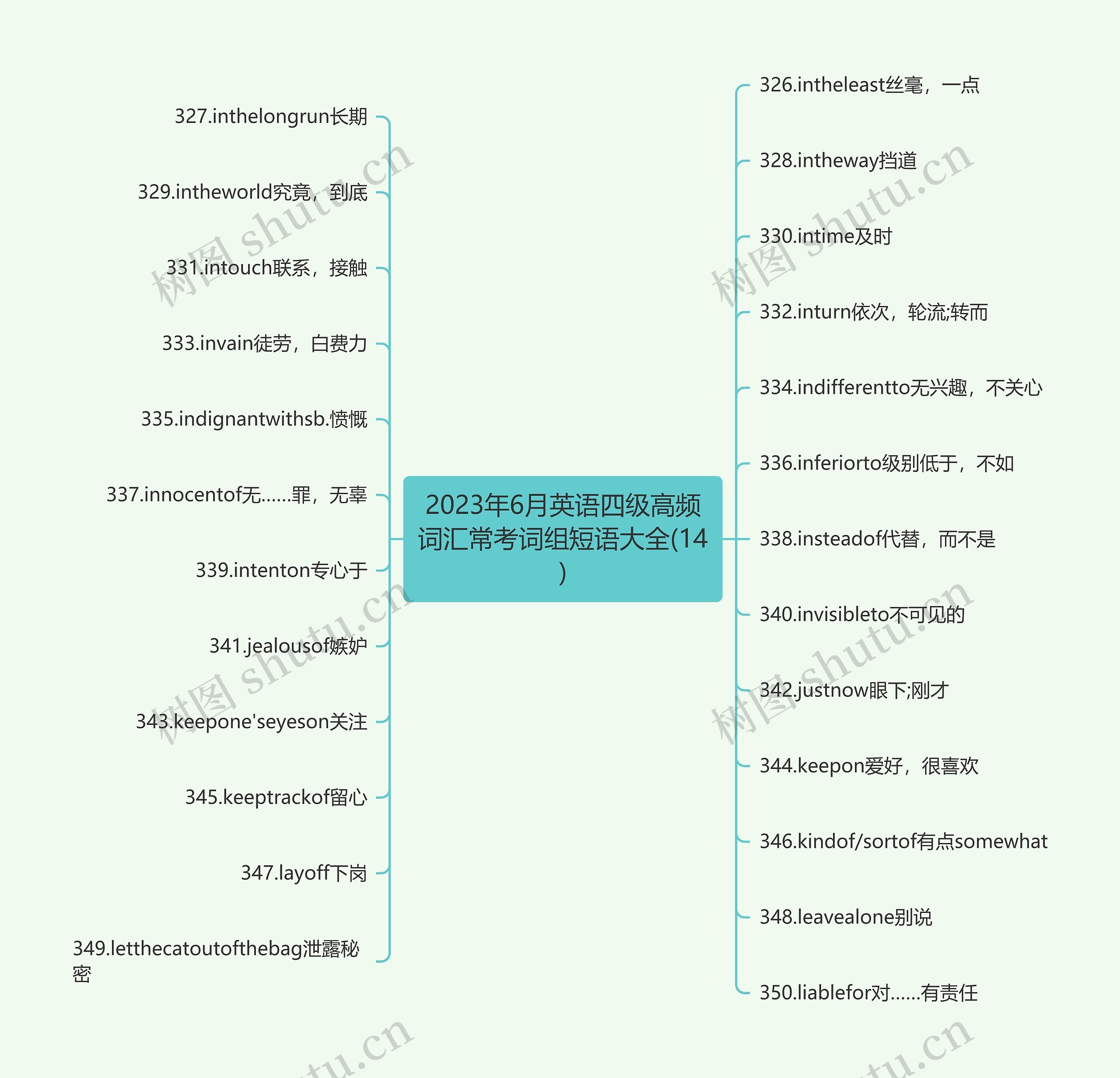 2023年6月英语四级高频词汇常考词组短语大全(14)思维导图