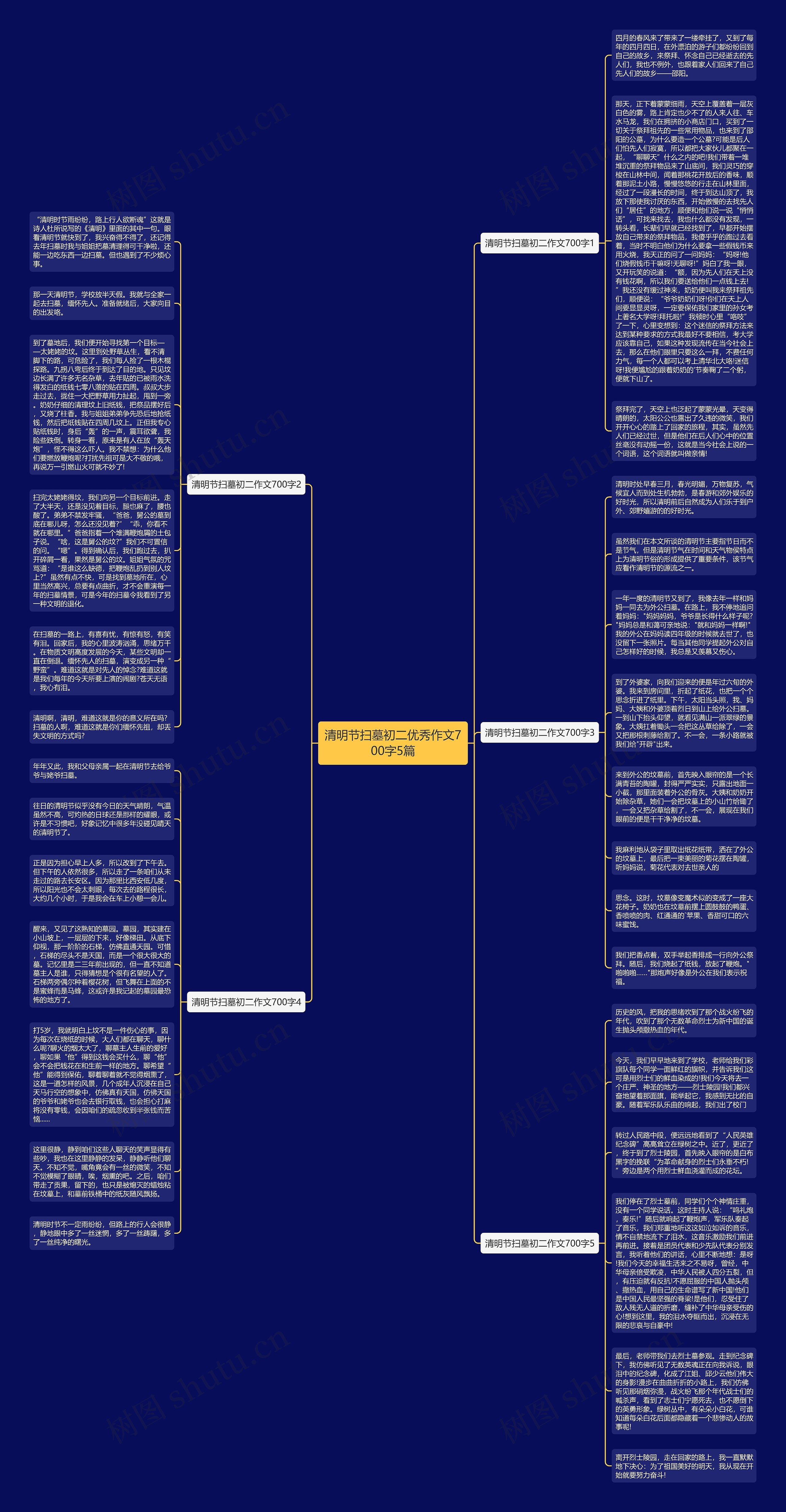清明节扫墓初二优秀作文700字5篇思维导图