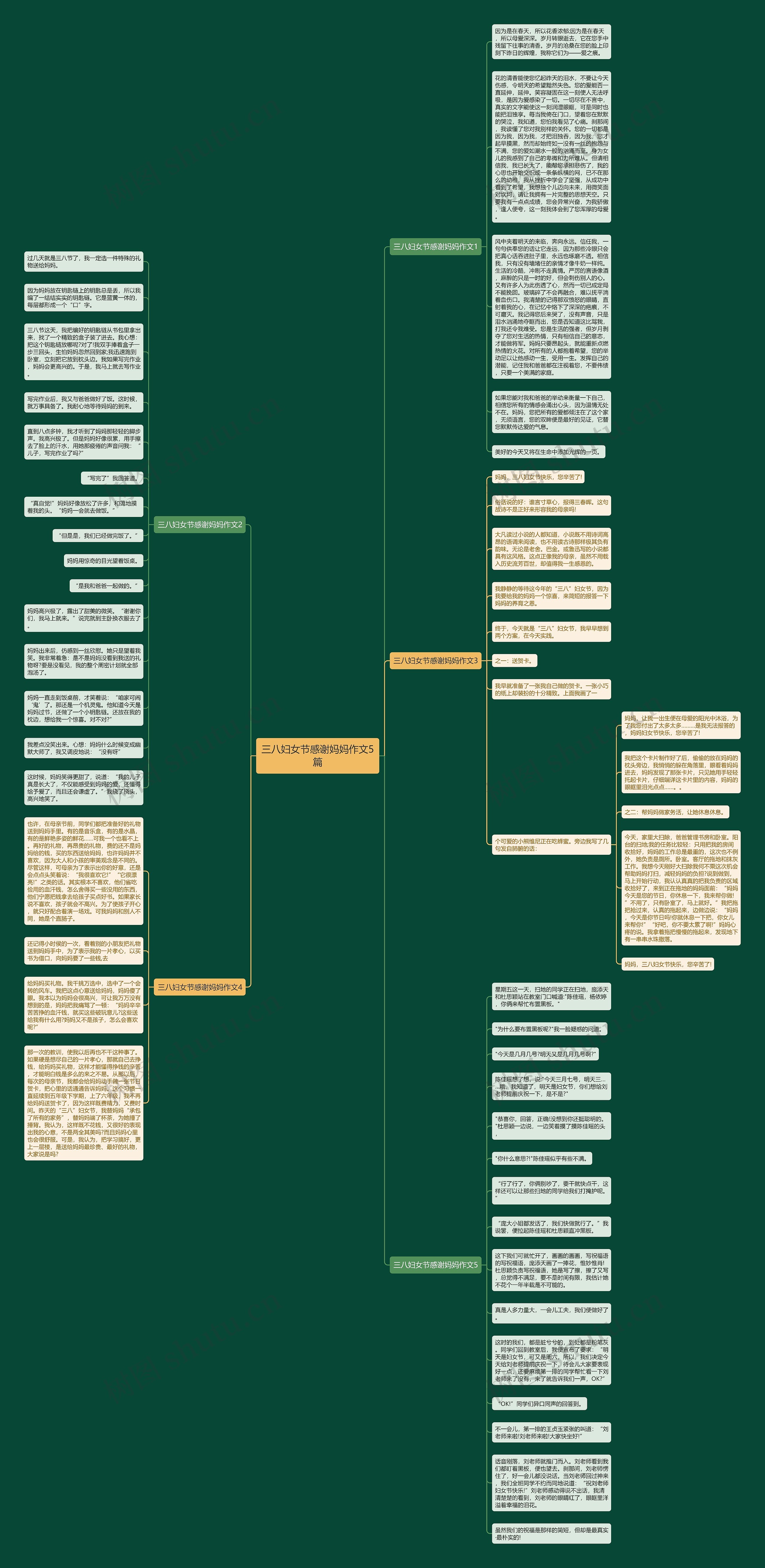 三八妇女节感谢妈妈作文5篇思维导图