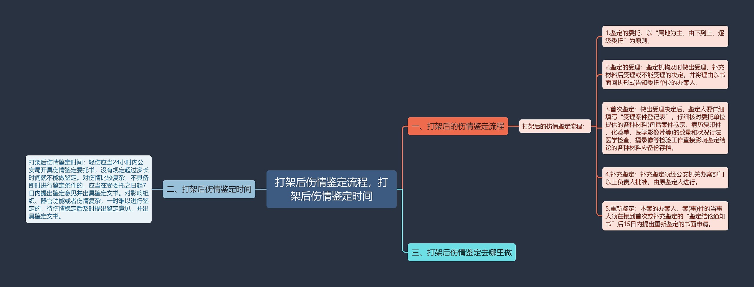 打架后伤情鉴定流程，打架后伤情鉴定时间思维导图