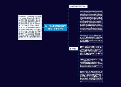 2017年6月英语四级翻译模拟：中华老字号