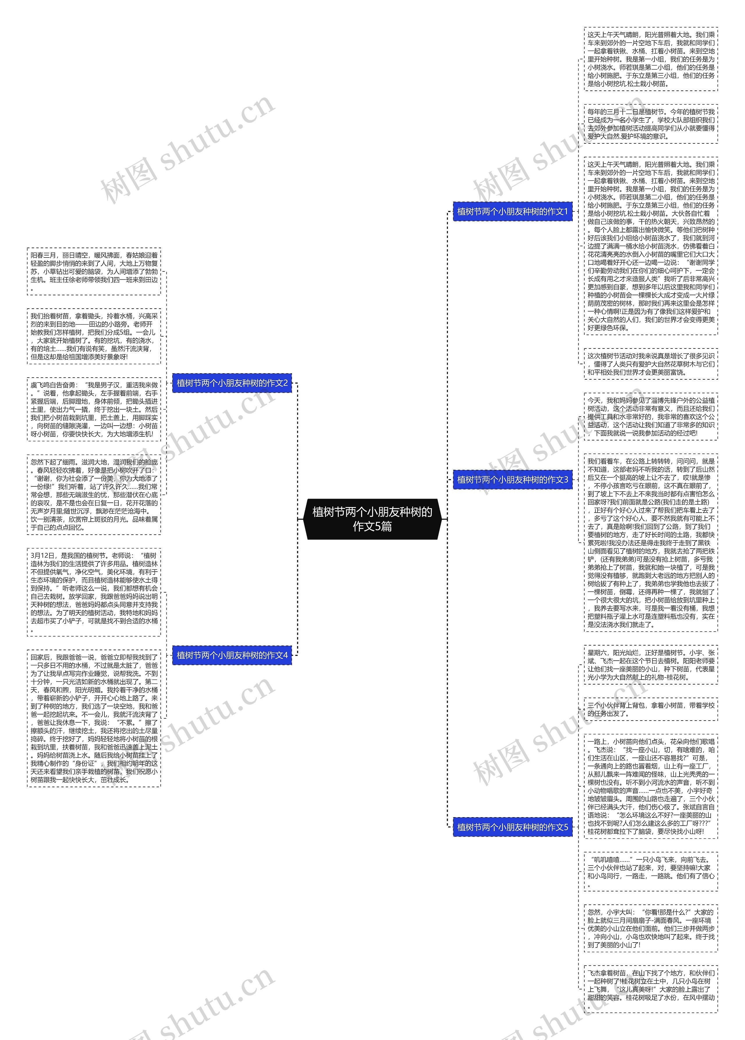 植树节两个小朋友种树的作文5篇思维导图