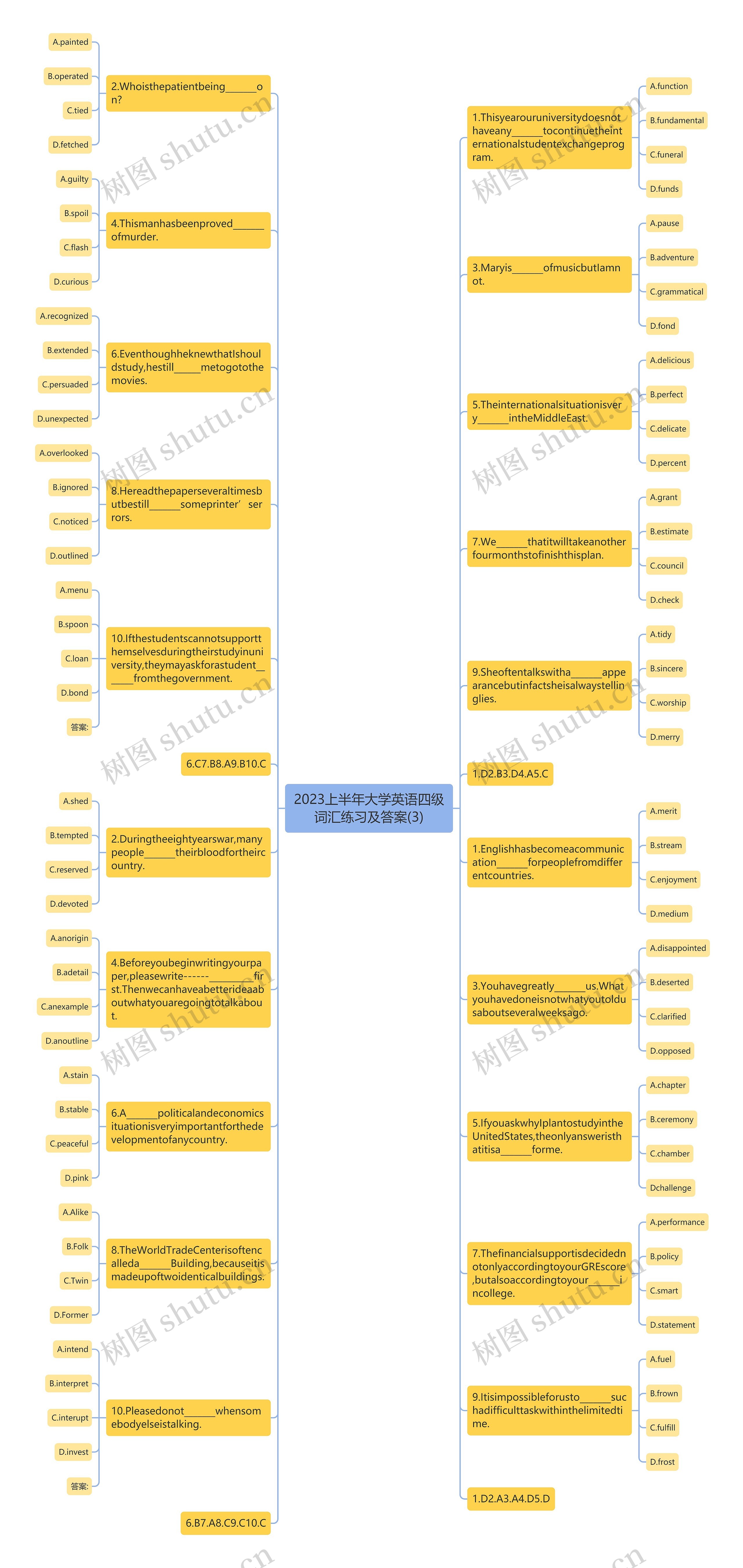 2023上半年大学英语四级词汇练习及答案(3)思维导图