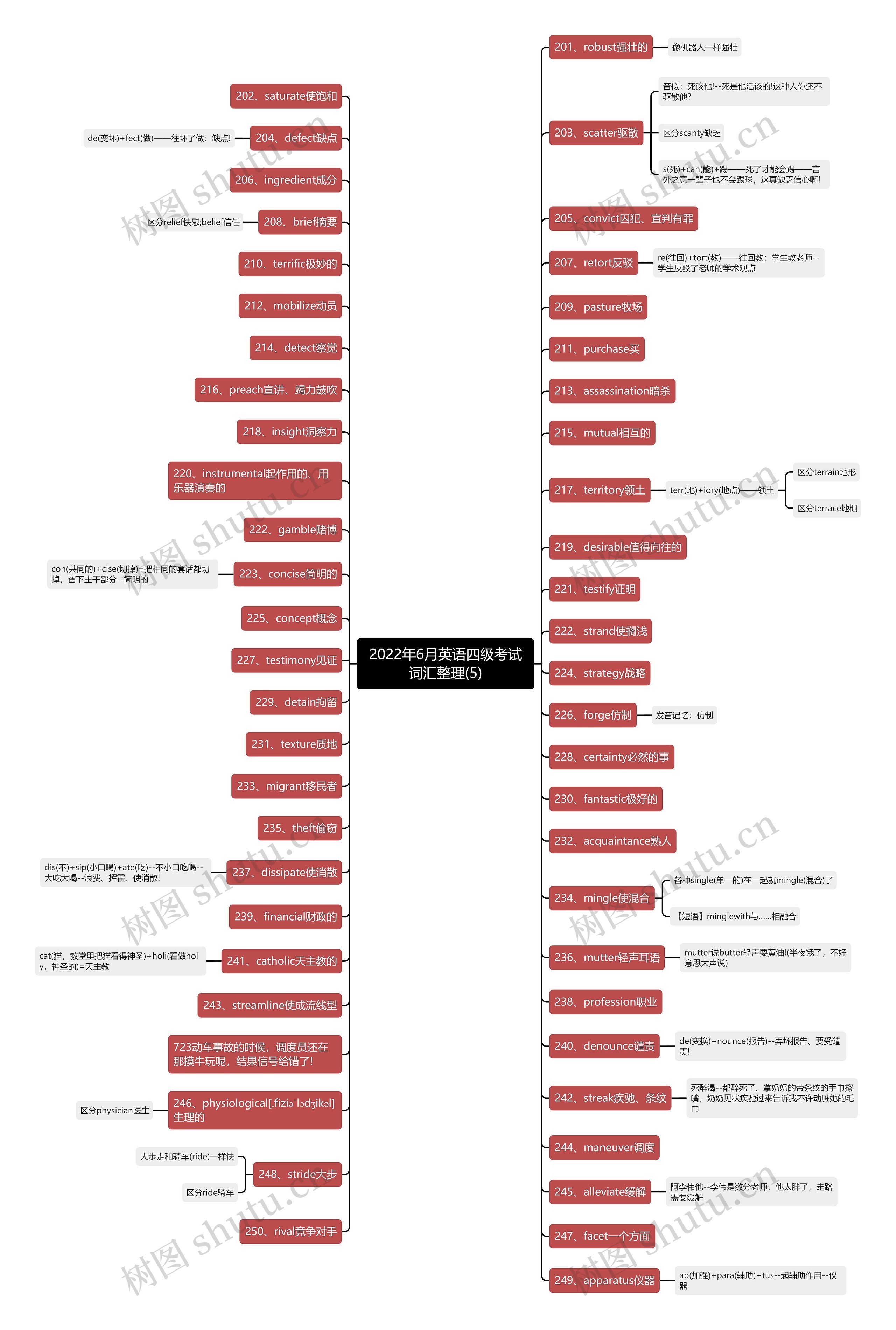 2022年6月英语四级考试词汇整理(5)思维导图
