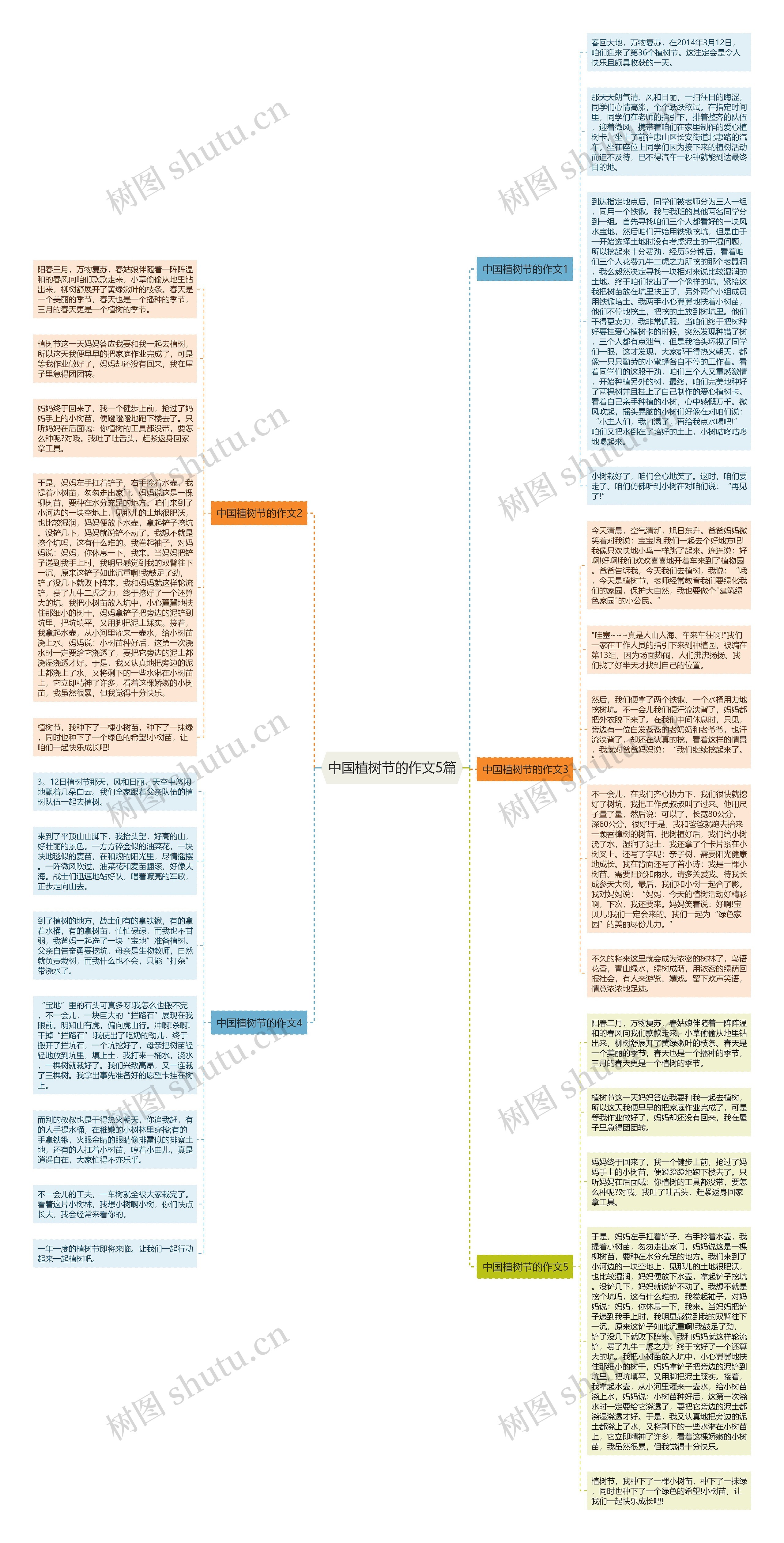 中国植树节的作文5篇思维导图