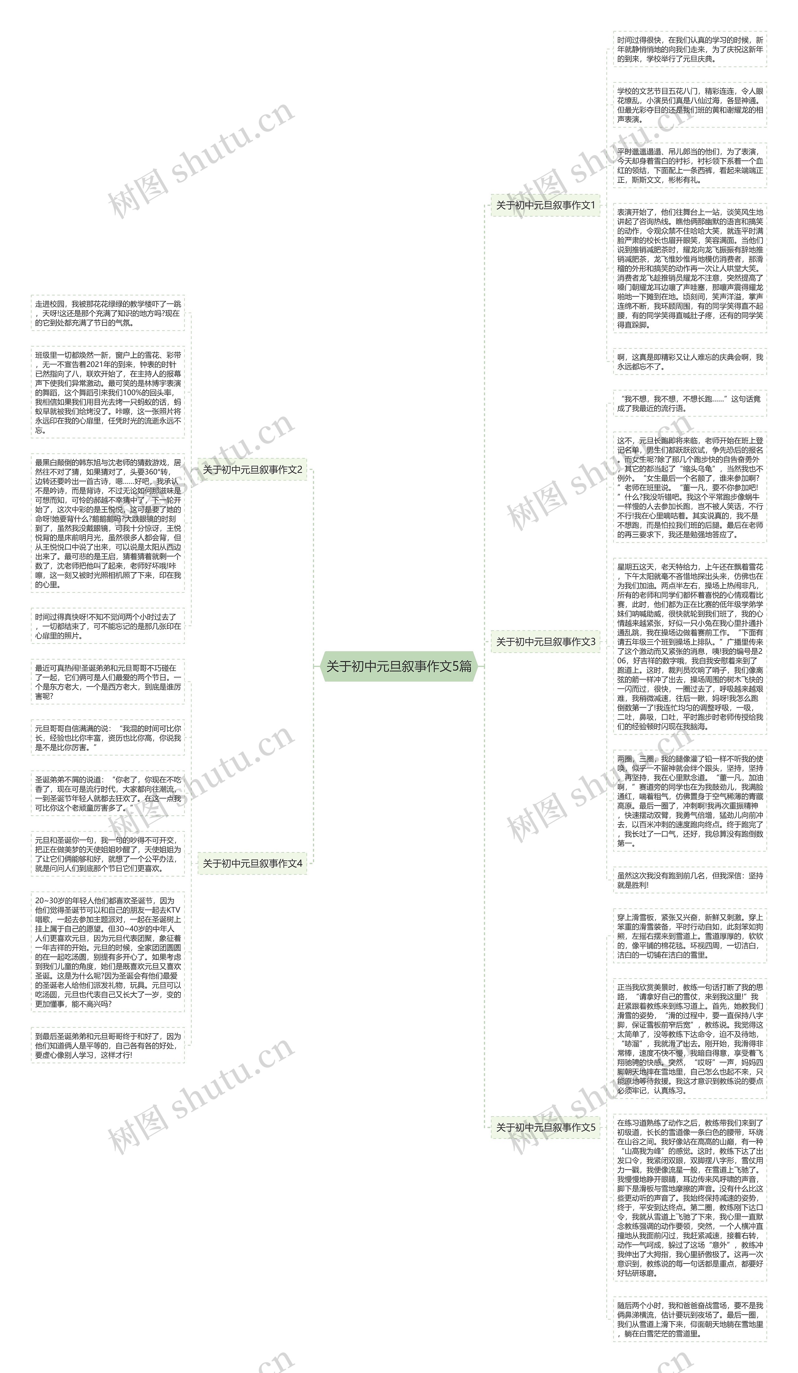 关于初中元旦叙事作文5篇思维导图