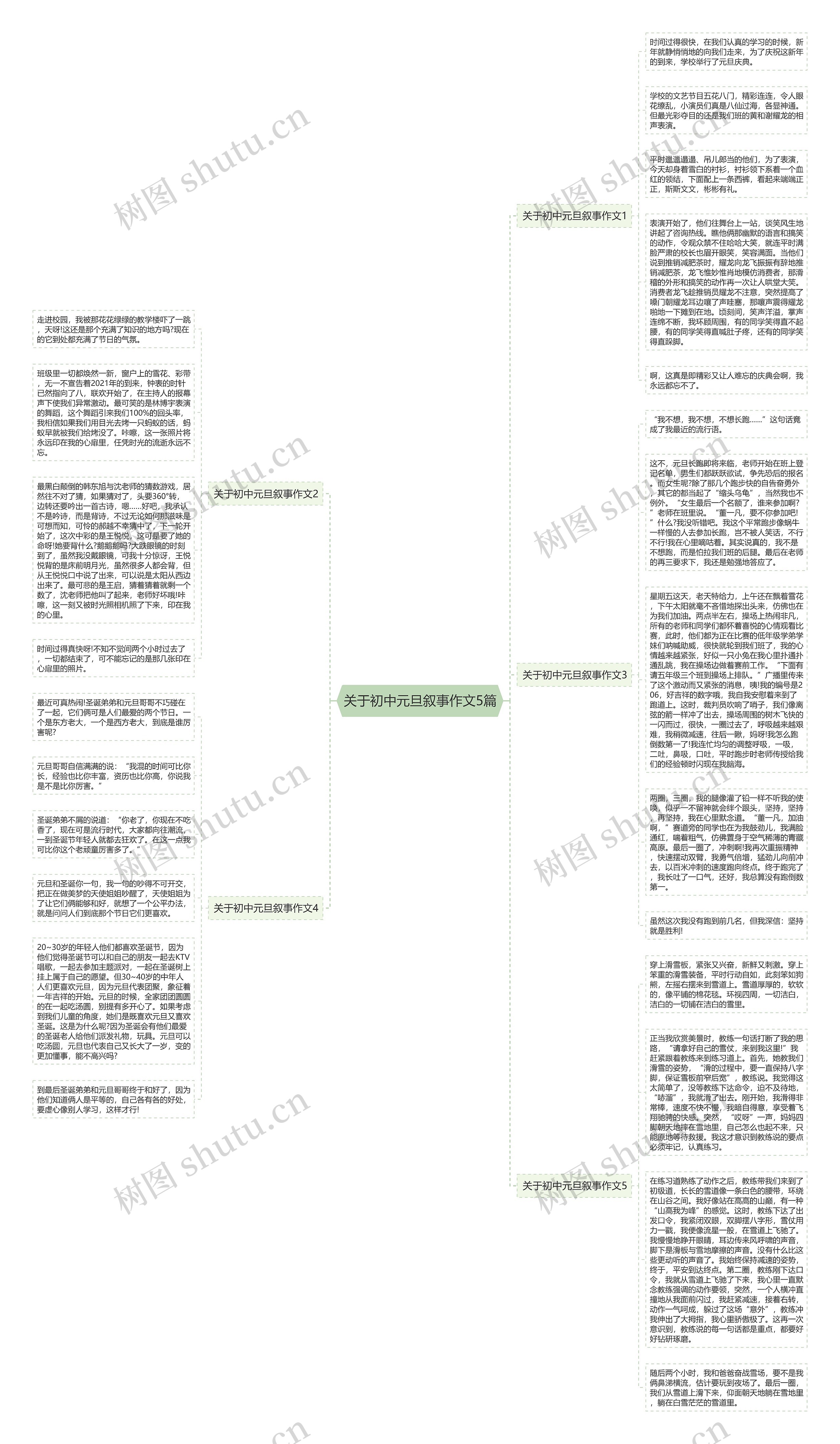 关于初中元旦叙事作文5篇思维导图高清图 关于初中元旦叙事作文5篇思维导图