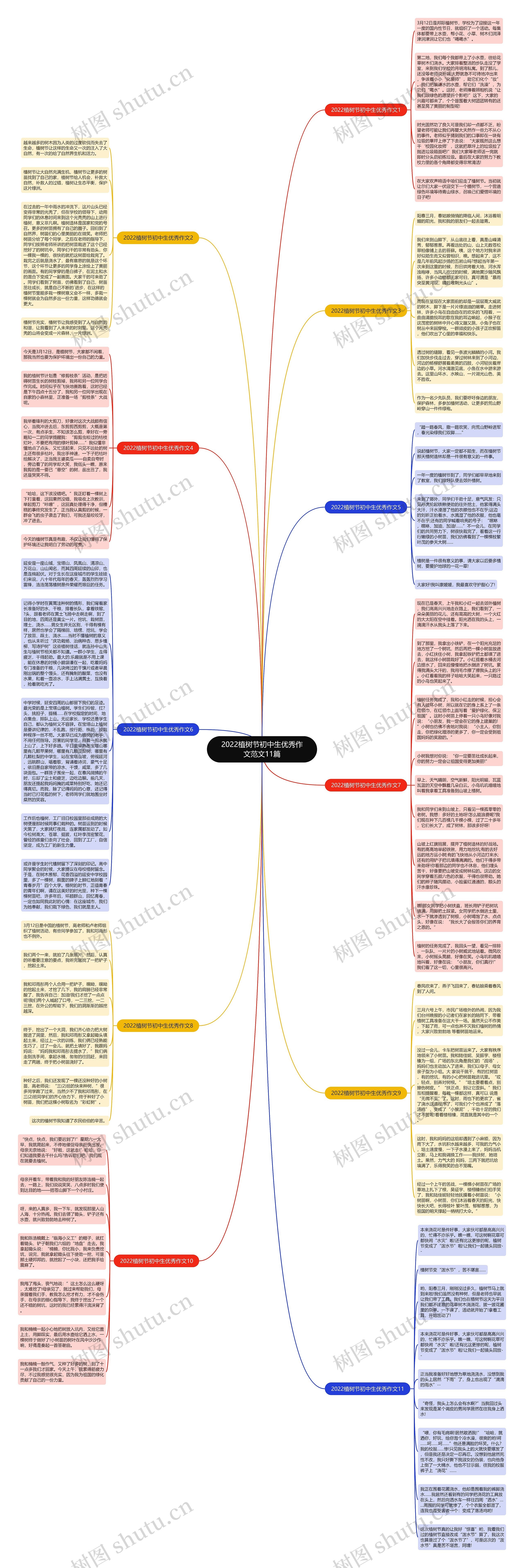 2022植树节初中生优秀作文范文11篇思维导图