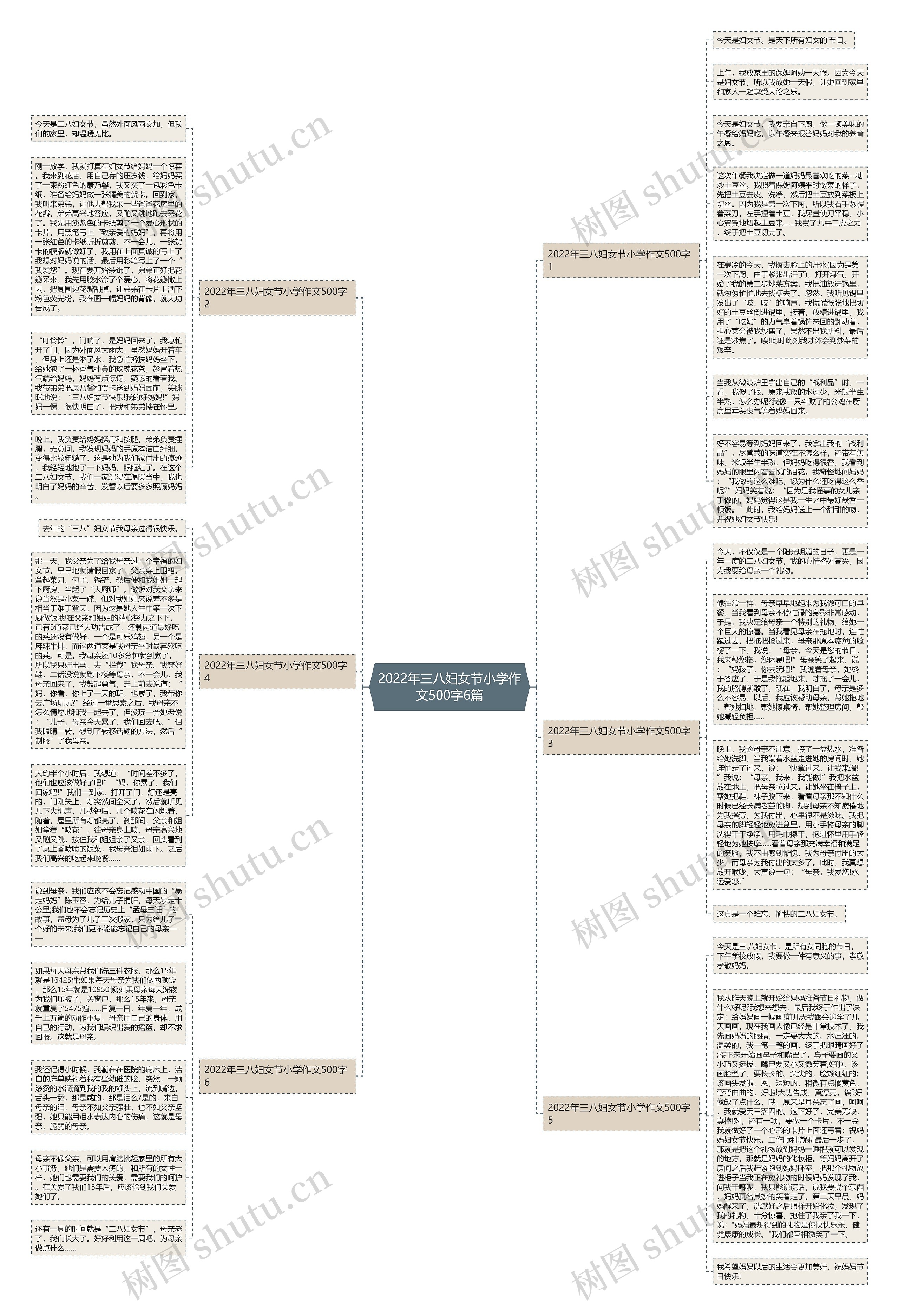 2022年三八妇女节小学作文500字6篇思维导图