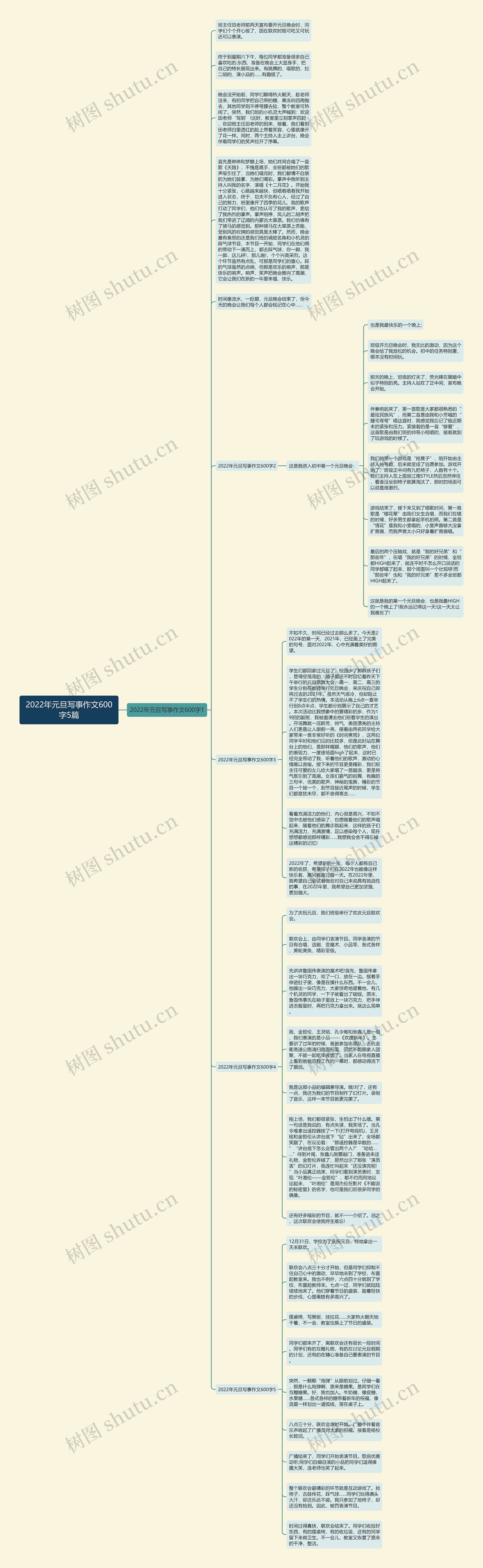 2022年元旦写事作文600字5篇思维导图