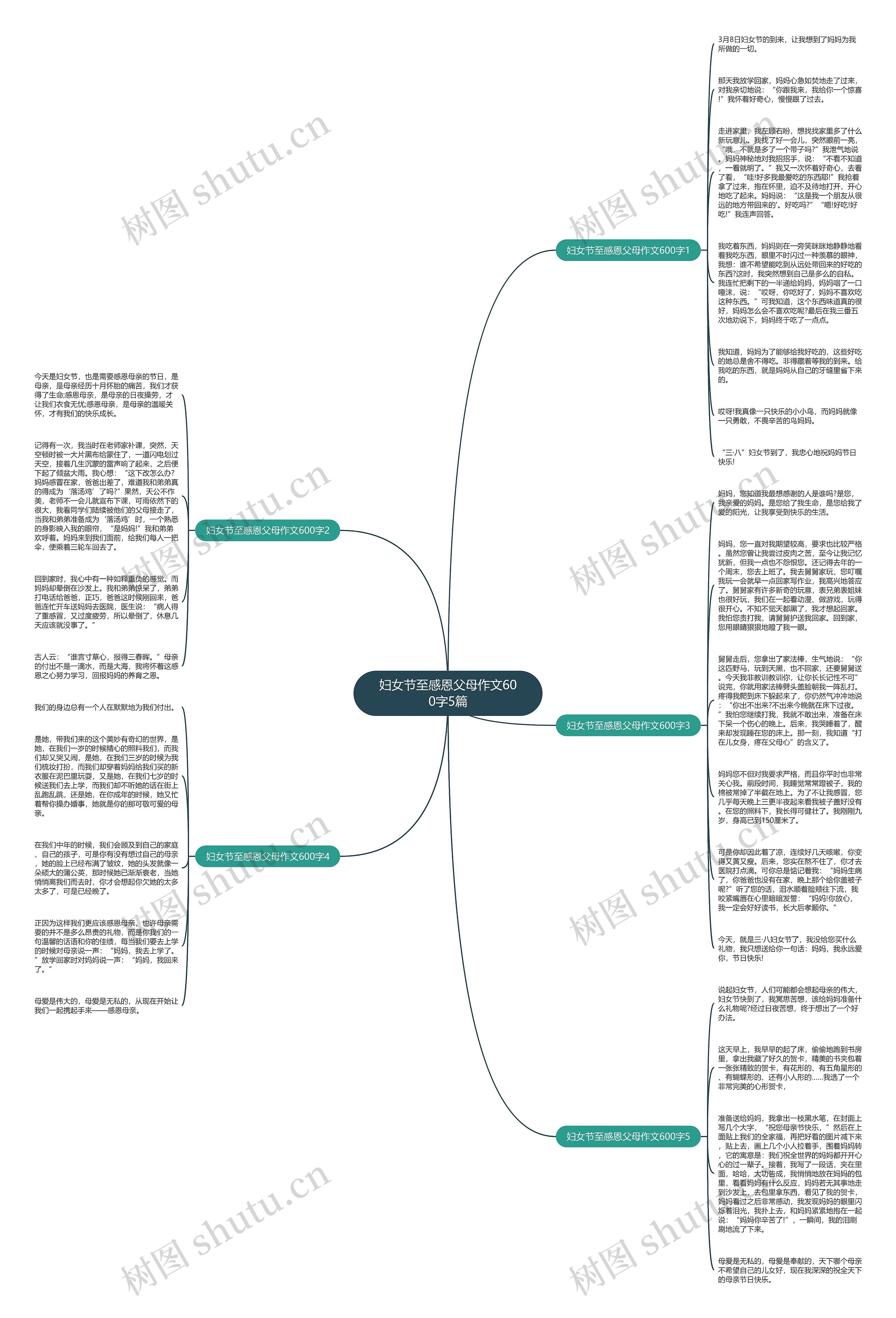 妇女节至感恩父母作文600字5篇思维导图