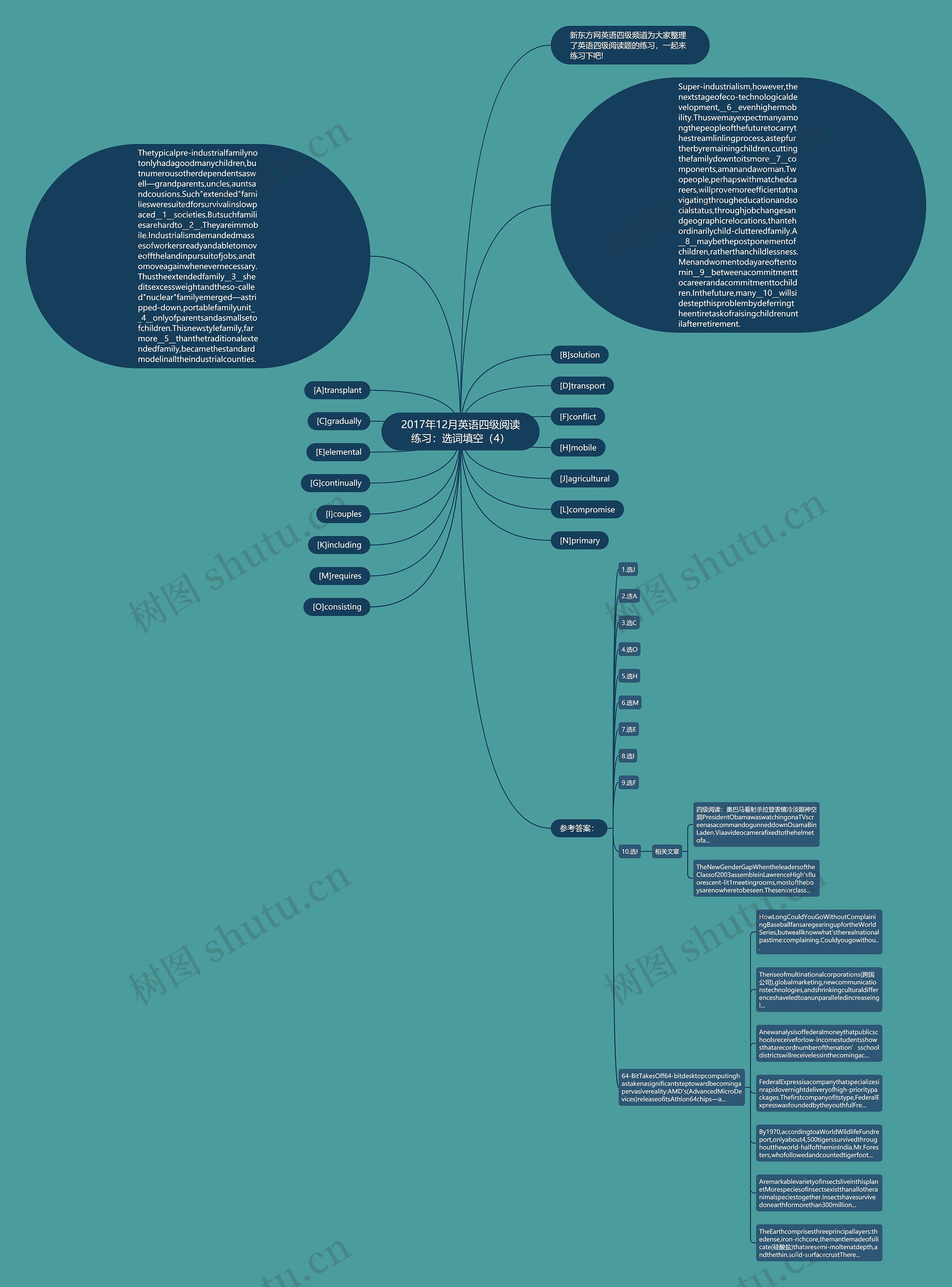 2017年12月英语四级阅读练习：选词填空（4）思维导图