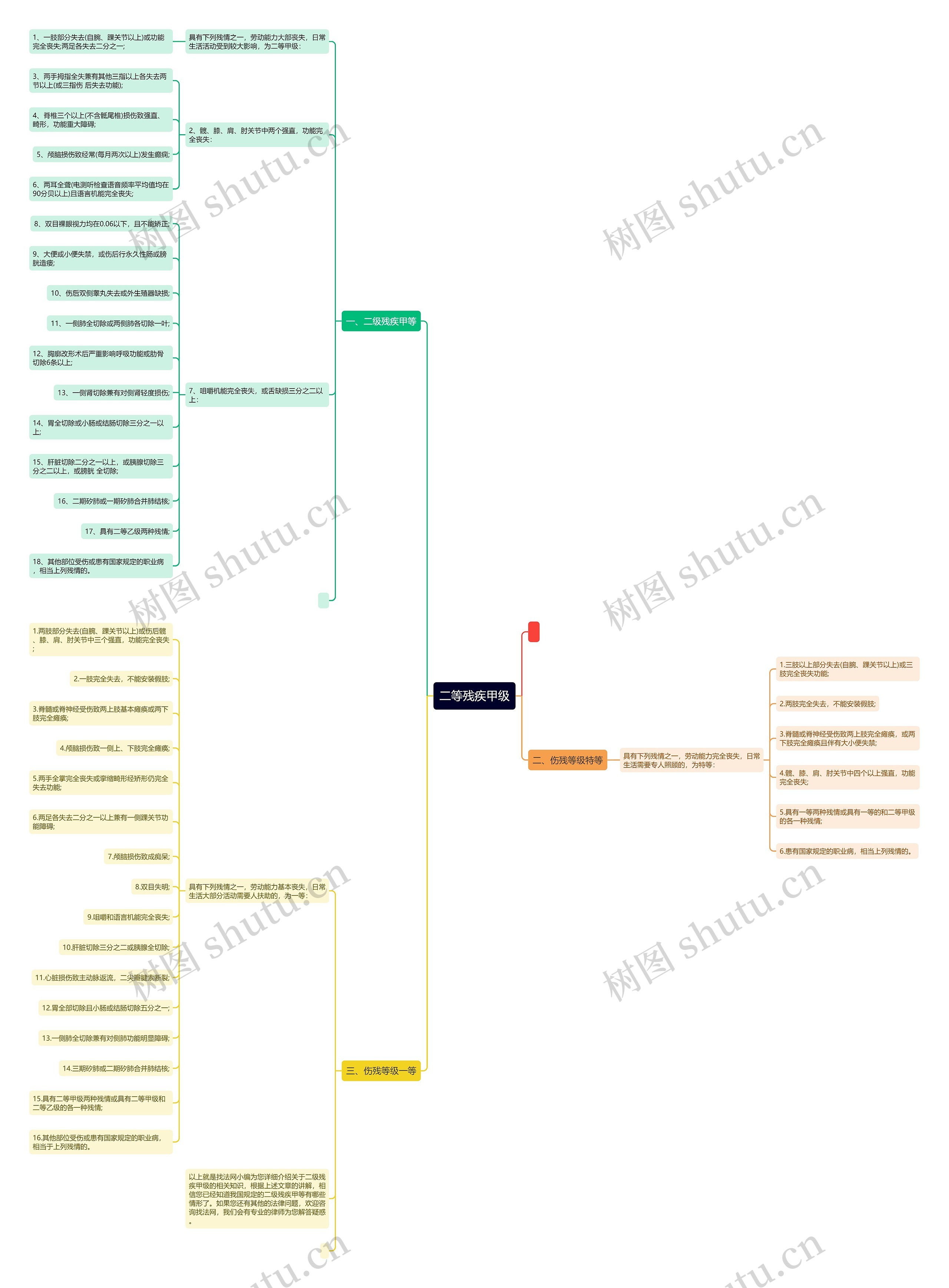 二等残疾甲级思维导图
