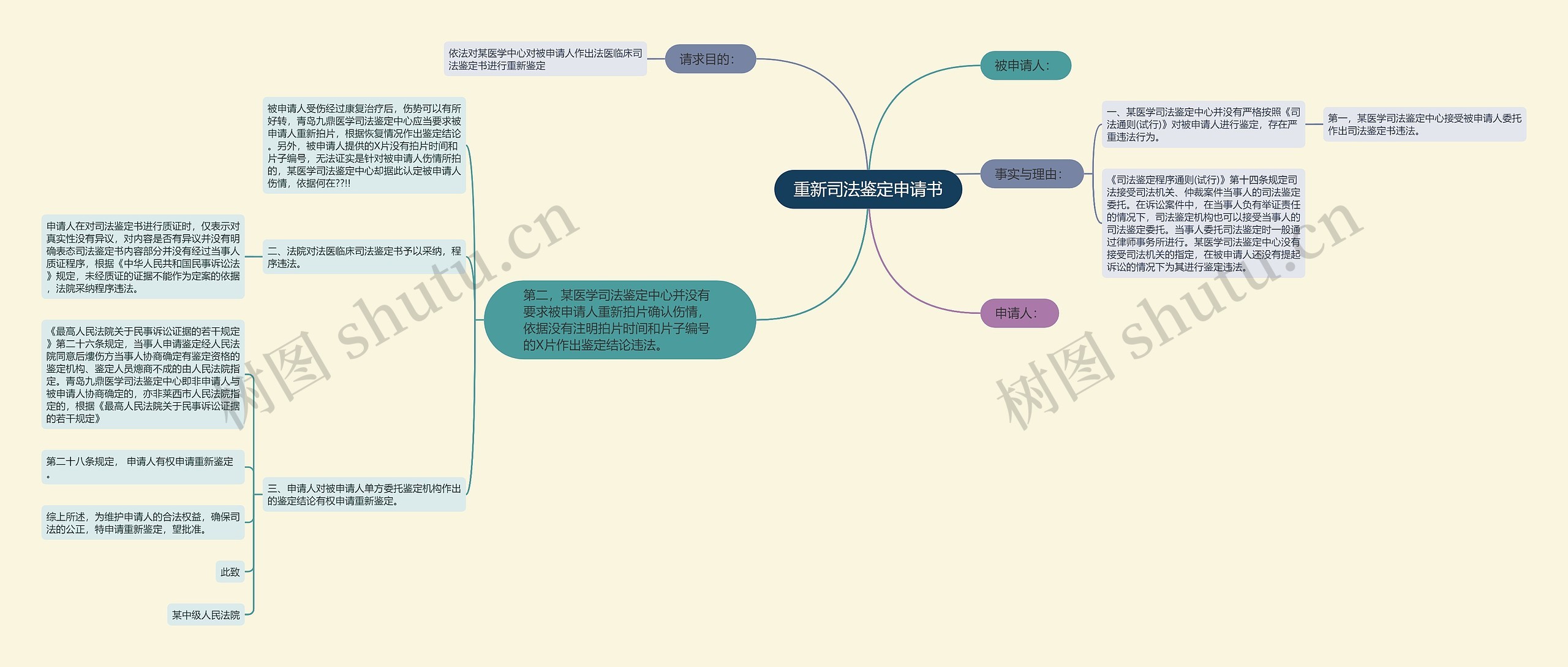 重新司法鉴定申请书思维导图